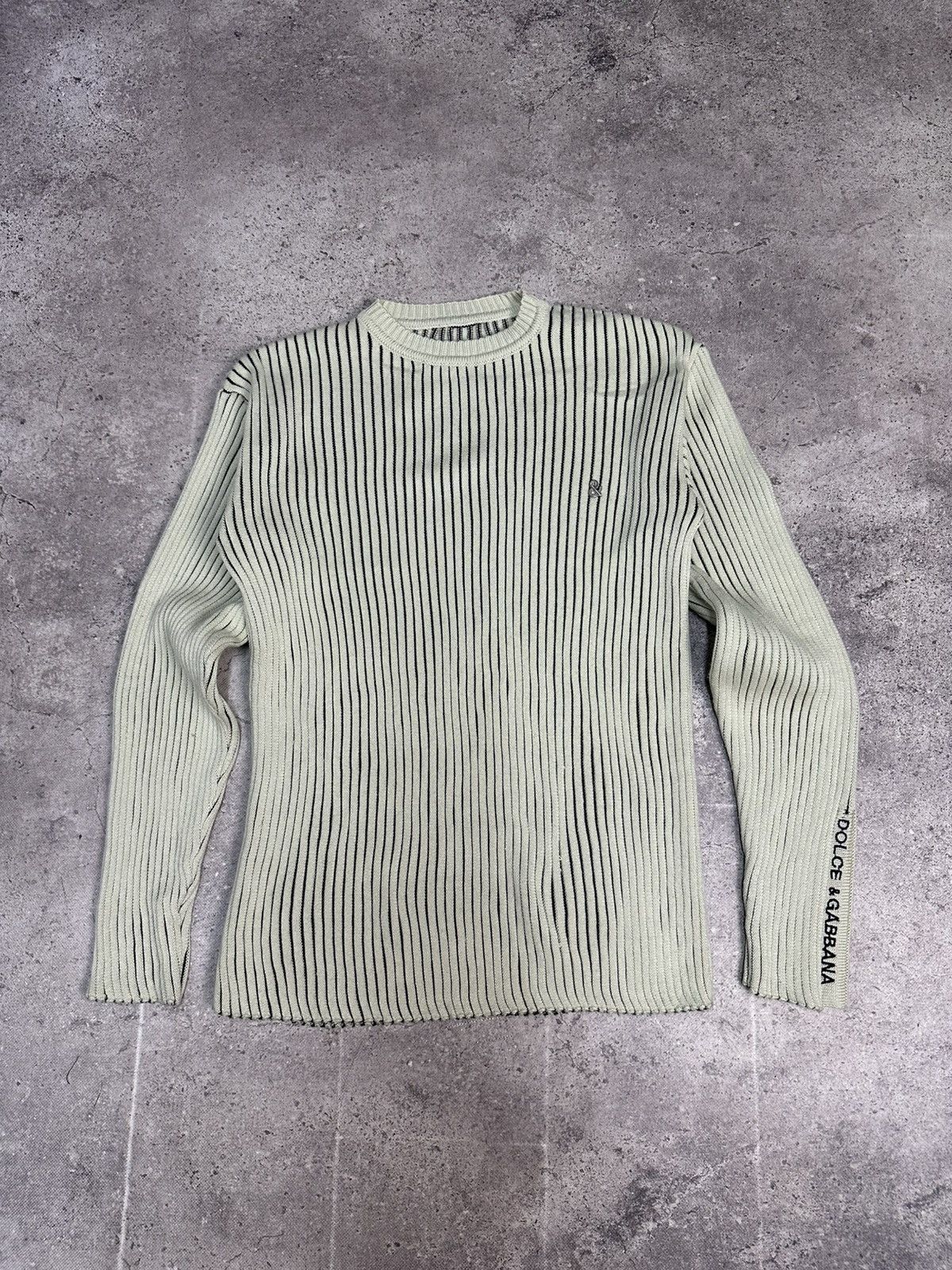 Vintage Vintage Dolce Gabbana Knitted Sweater Striped Ribbed Washed Size US XL / EU 56 / 4 - 1 Thumbnail