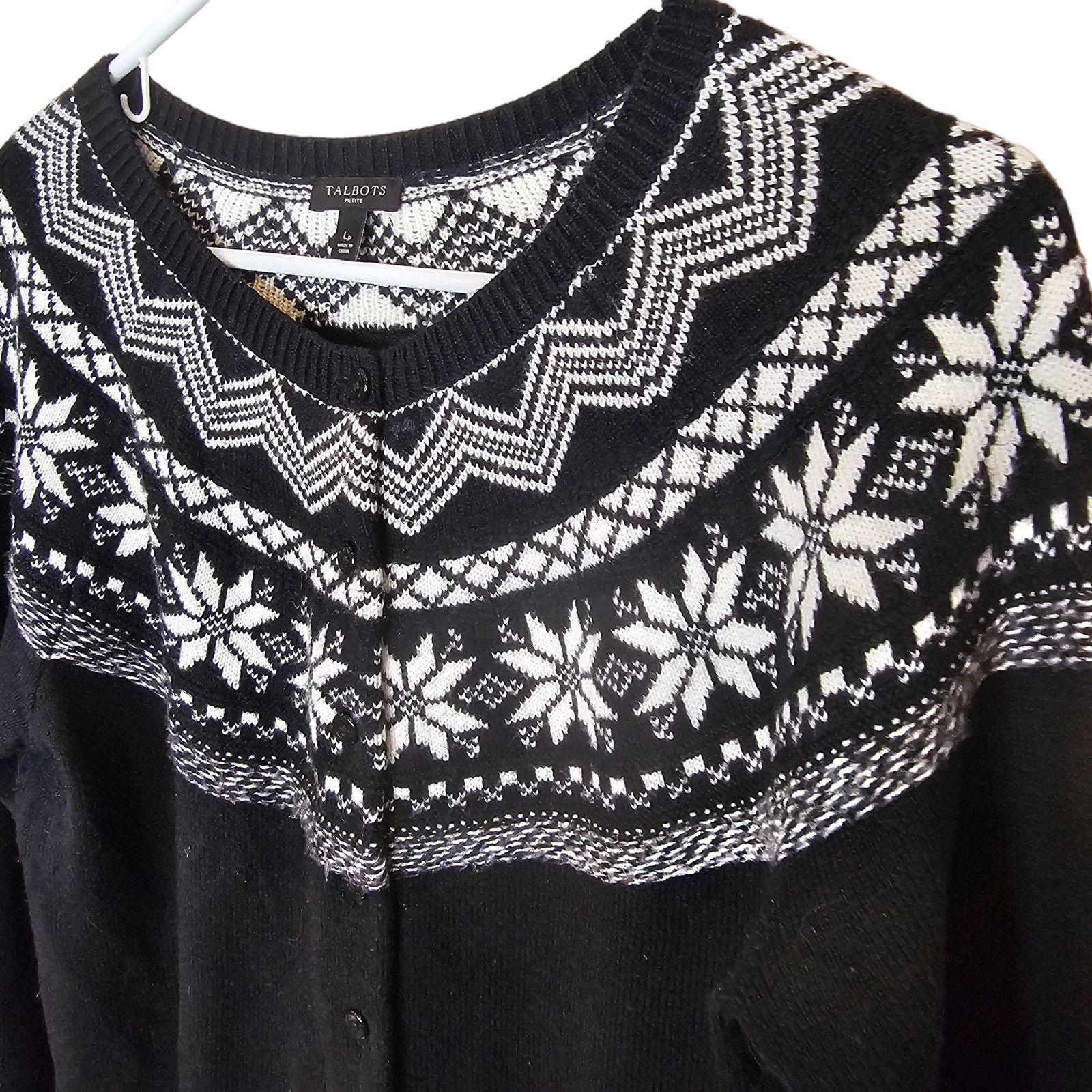 Robert Talbott Talbots Womens Nordic Fair Isle Sweater Sz LP Cabincore Prep Size L / US 10 / IT 46 - 4 Thumbnail