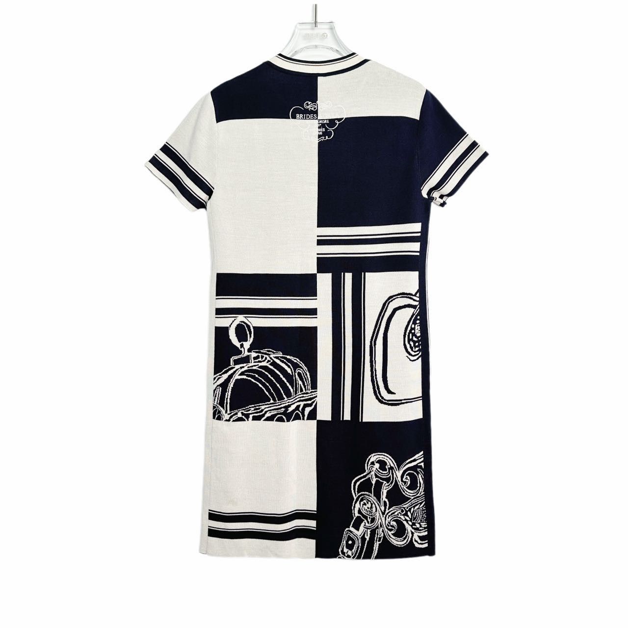 Hermes Hermès Black and White Spliced Knit Straight Dress K26WX Size XS / US 0-2 / IT 36-38 - 2 Thumbnail