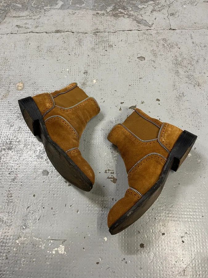 Louis Vuitton Louis Vuitton Camel Suede Multi Zip Leather Boots Size US 7.5 / IT 37.5 - 3 Thumbnail