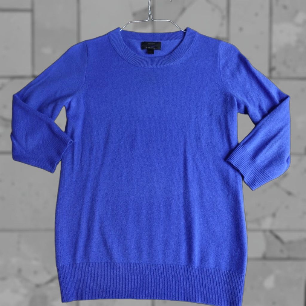 J.Crew J.Crew Womens Sweater XS Blue Solid Cashmere Crewneck 3/4 Sleeves Tippi 19869 Mens? Girls? Size XS / US 0-2 / IT 36-38 - 1 Thumbnail