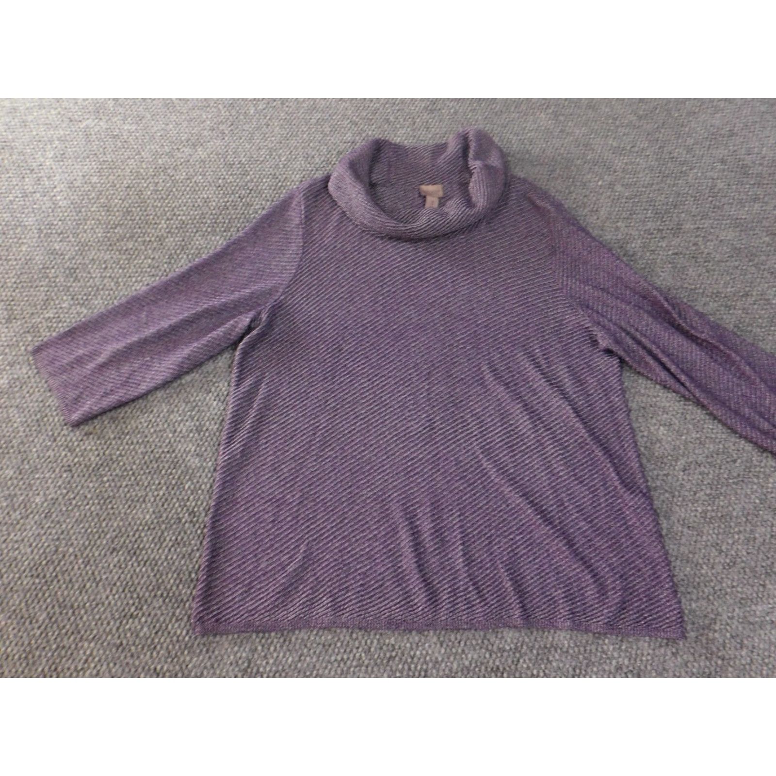 Vintage Chico's Sweater Pullover Women Purple Size 3 Long Sleeve Turtleneck Rayon Polyester Knit Stretch Casual Winter Modern Regular Size XS / US 0-2 / IT 36-38 - 3 Thumbnail