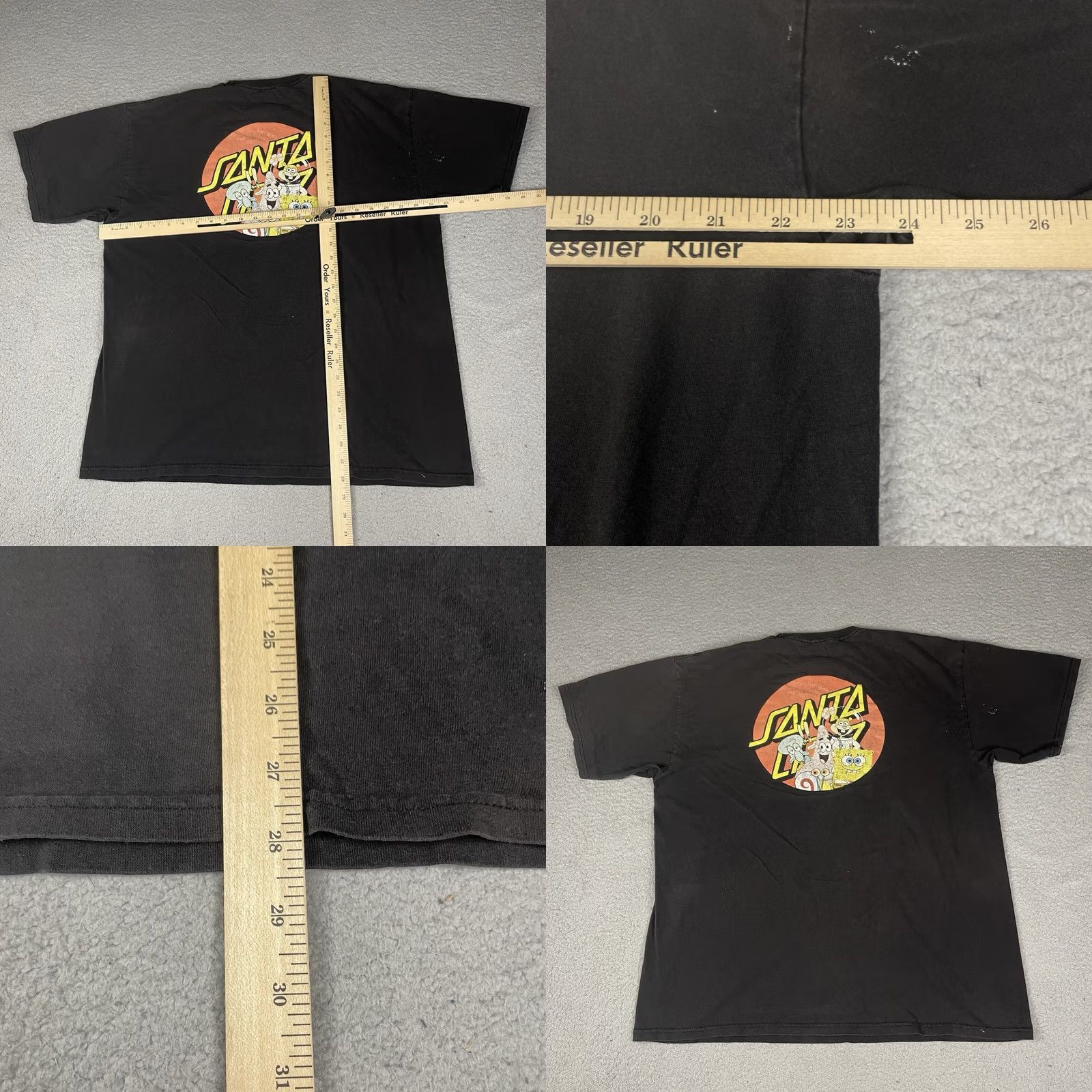 Vintage VINTAGE Santa Cruz Shirt Mens XL Black Spongebob Skate Skateboarding Distressed Painted Size US XL / EU 56 / 4 - 8 Thumbnail