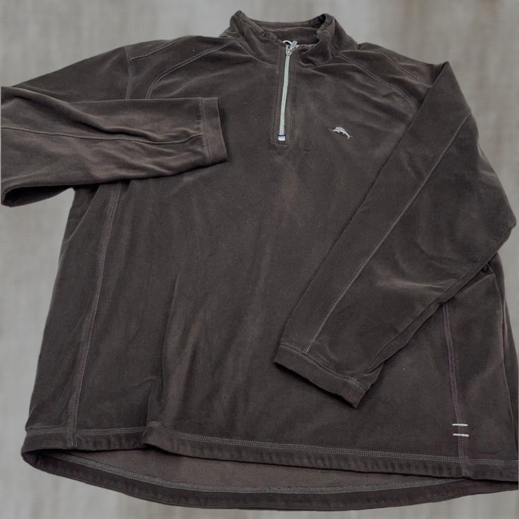 Tommy Bahama VINTAGE Tommy Bahama Sweater Men XL Brown Pullover Velour Quarter Zip Knit Shirt All Seasons Size US XL / EU 56 / 4 - 1 Thumbnail