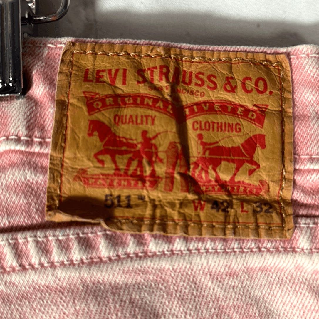 Levi's LEVI'S 511 Jeans Mens Pink Tapered Slim Fit Stone Wash Inseam 32 W40 L32 Dirt? (no) Size US 42 / EU 58 - 3 Thumbnail