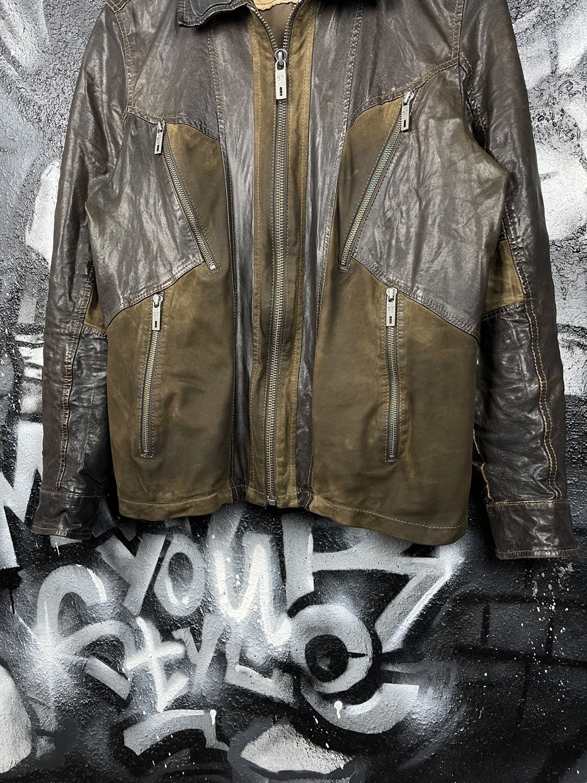 Chevignon Chevignon Registered Product 57 Vintage Brown Full Zip Sheepskin Leather Jacket Size US XL / EU 56 / 4 - 3 Thumbnail