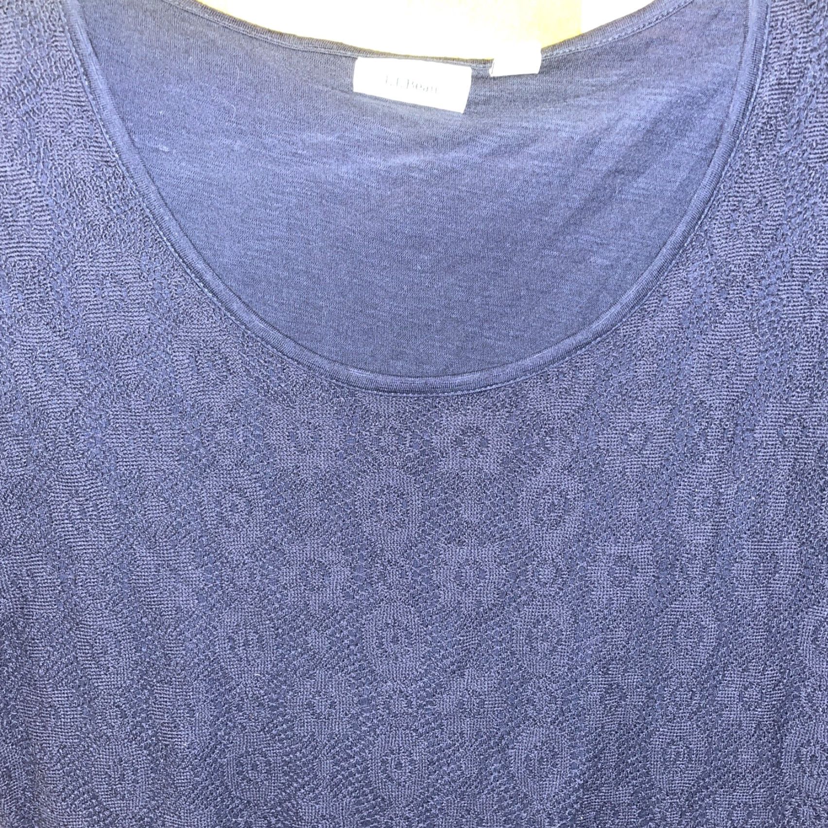 Vintage VINTAGE L.L. BEAN Women's Short Sleeve Cotton Pullover T-Shirt XS Navy Lace Overlay Top Size XS / US 0-2 / IT 36-38 - 2 Thumbnail