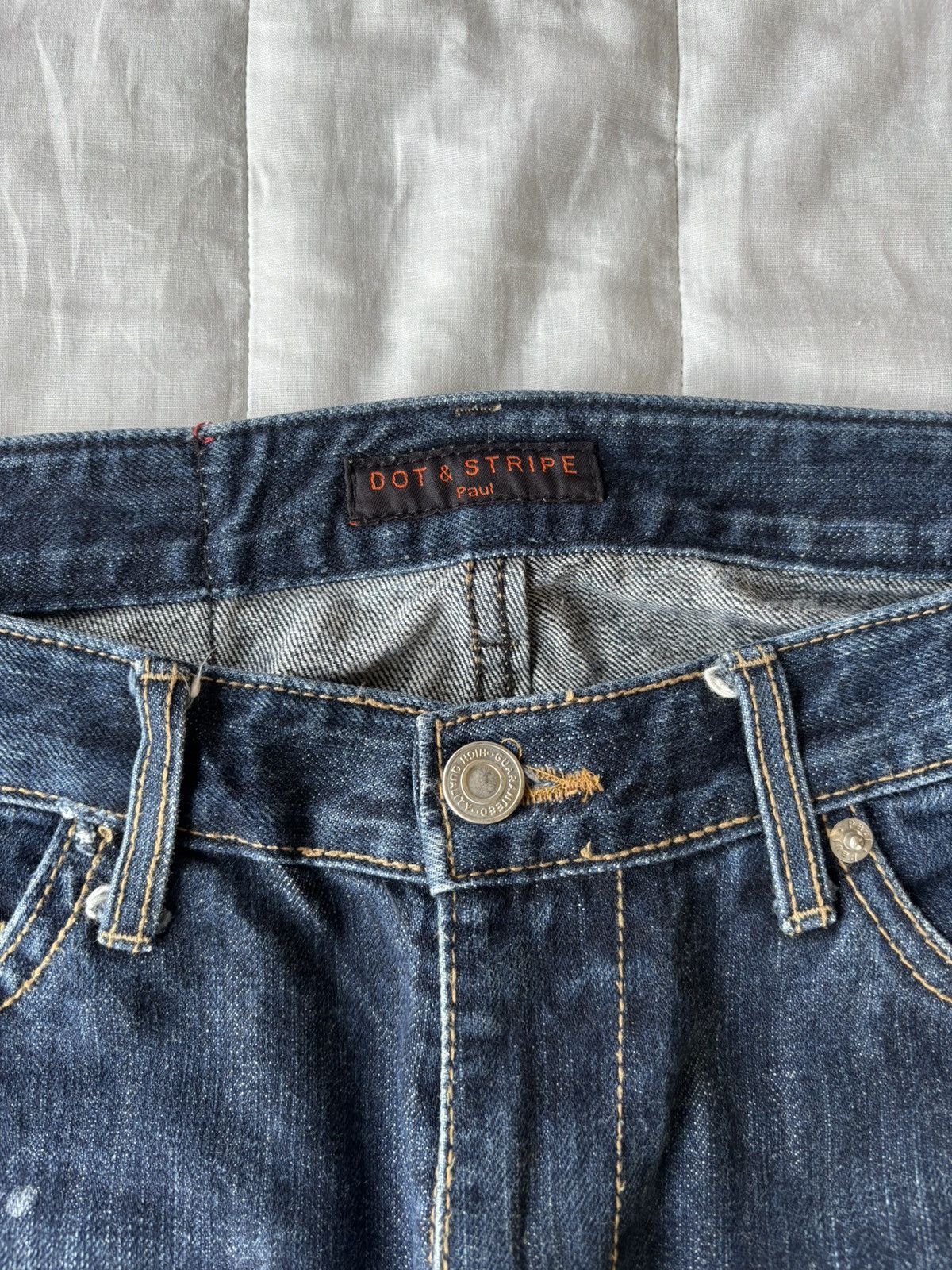 Hysteric Glamour × Japanese Brand Vintage Premium Denim Dot & Stripe Paul Distressed Slim Jean Size US 33 - 12 Thumbnail