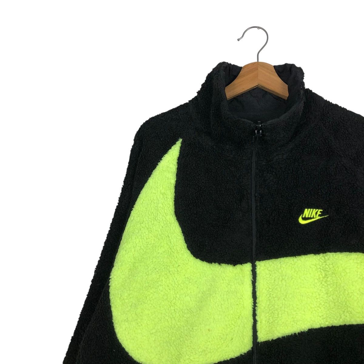 Nike 🔥VINTAGE FLEECE BOMBER JACKET NIKE BIG SWOOSH LOGO Size US XXL / EU 58 / 5 - 9 Thumbnail