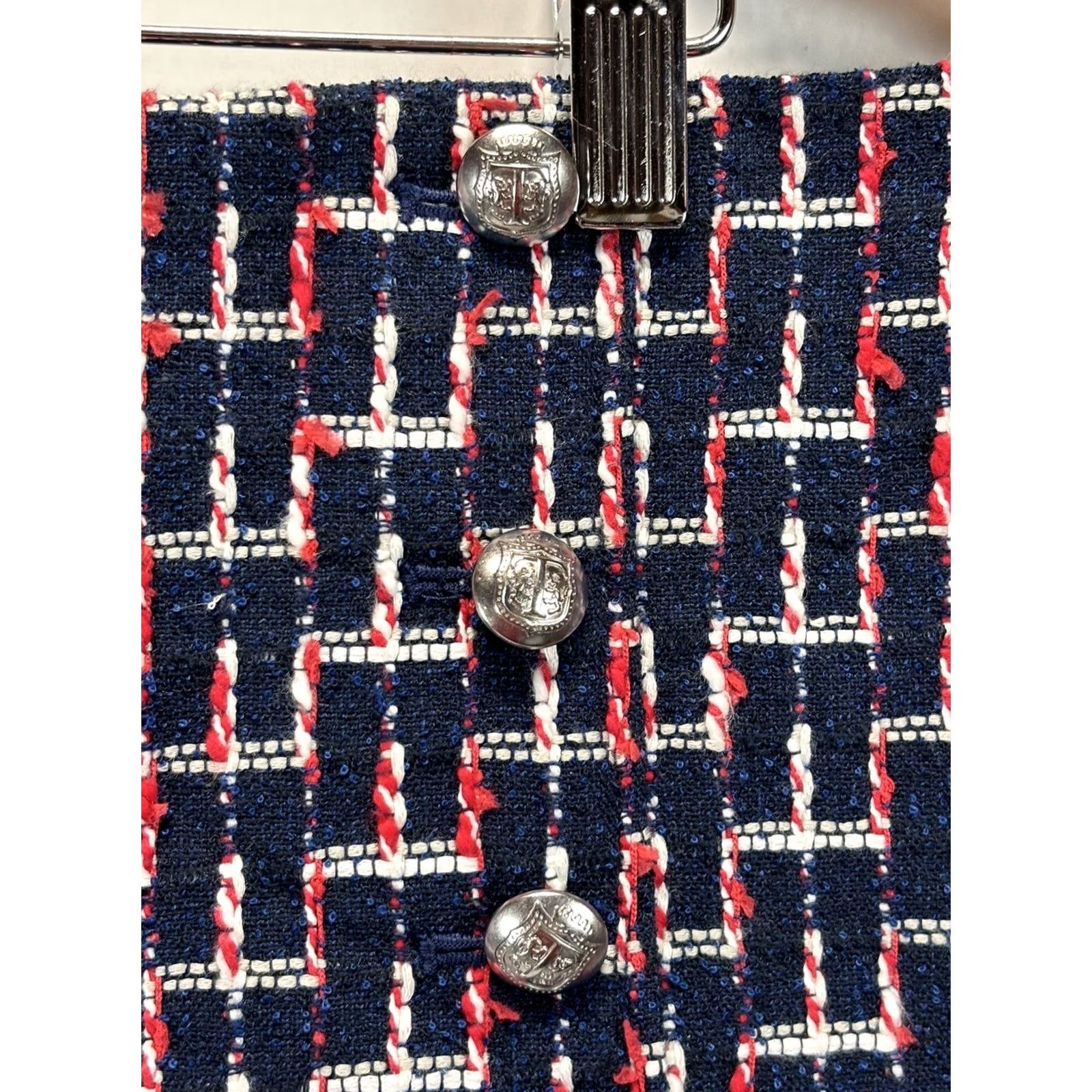 Talbots Talbots Skirt Womens 16P Petite Knee Length Tweed Button Wrap Career Academia Navy Multicolor Geometric Pattern"} Size 38" / US 16 / IT 52 - 3 Thumbnail
