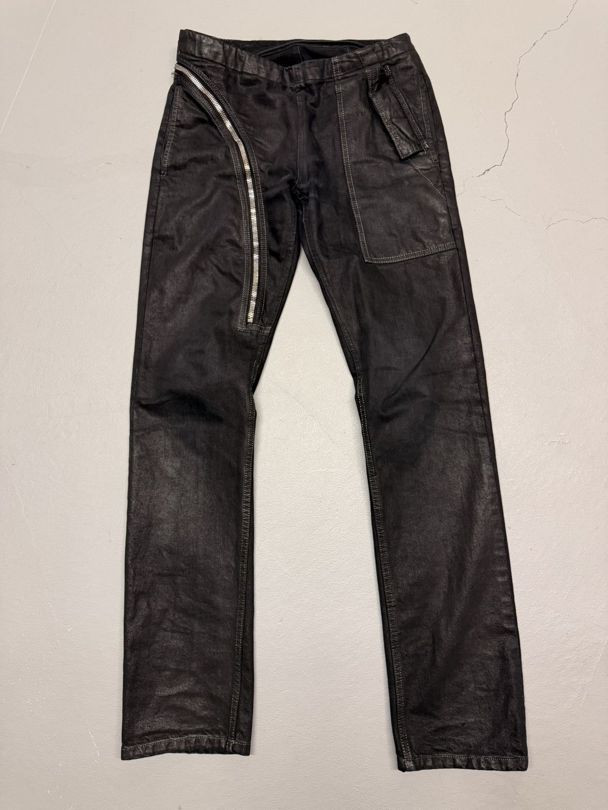 Rick Owens Drkshdw Aircut Zip Black Wax Denim Jeans Trousers