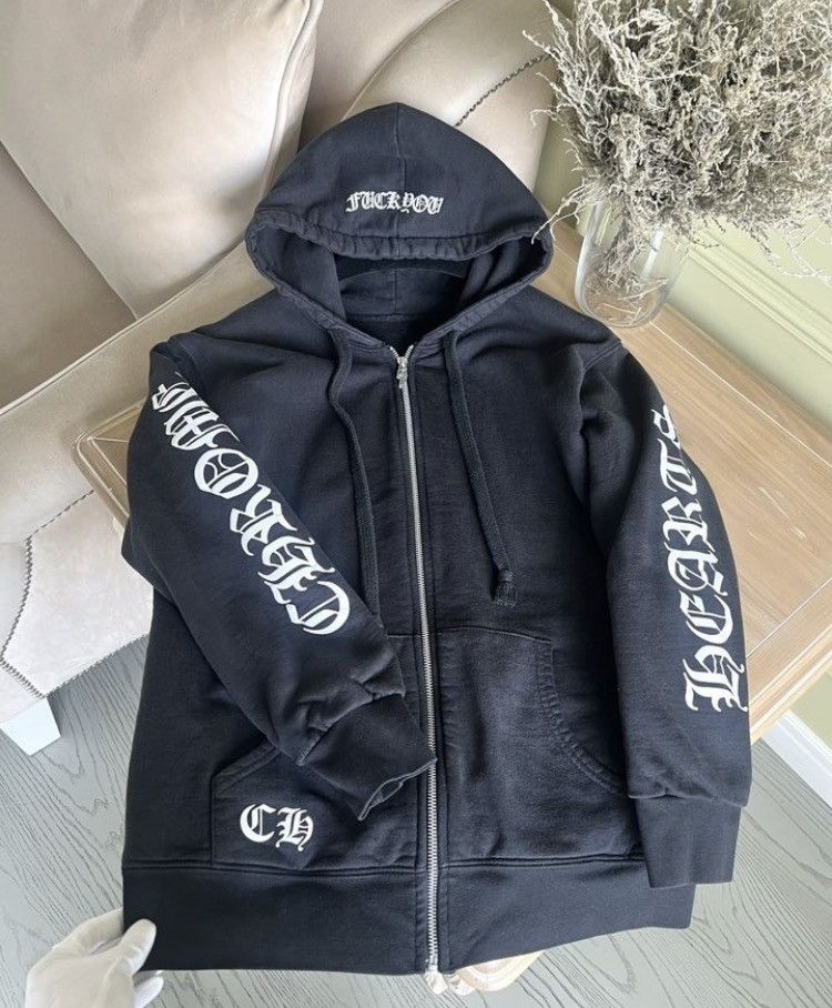 Chrome Hearts Chrome Hearts Logo Slogan Fuck You Hoodie | Grailed