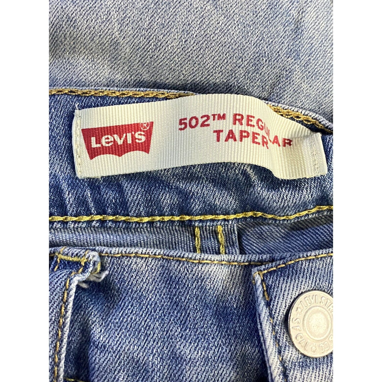 Levi's Levi's 502 Jeans Boys Regular Taper Medium Wash Blue Denim 28x28 Size 16 Reg 28in Inseam 5-Pocket Distressed Slimming Belt Loops VINTAGE No Size US 28 / EU 44 - 3 Thumbnail