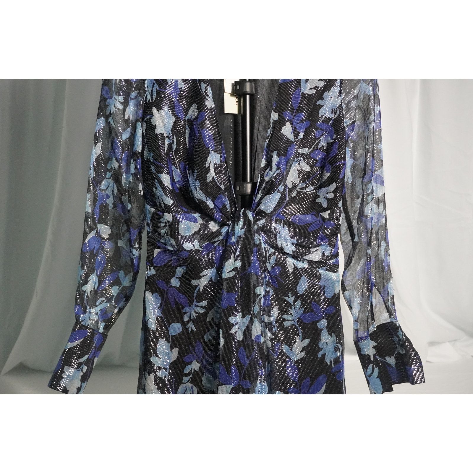 Ramy Brook Ramy Brook Willow Dress Floral Metallic TieFront Long Sleeve Size S / US 4 / IT 40 - 3 Thumbnail