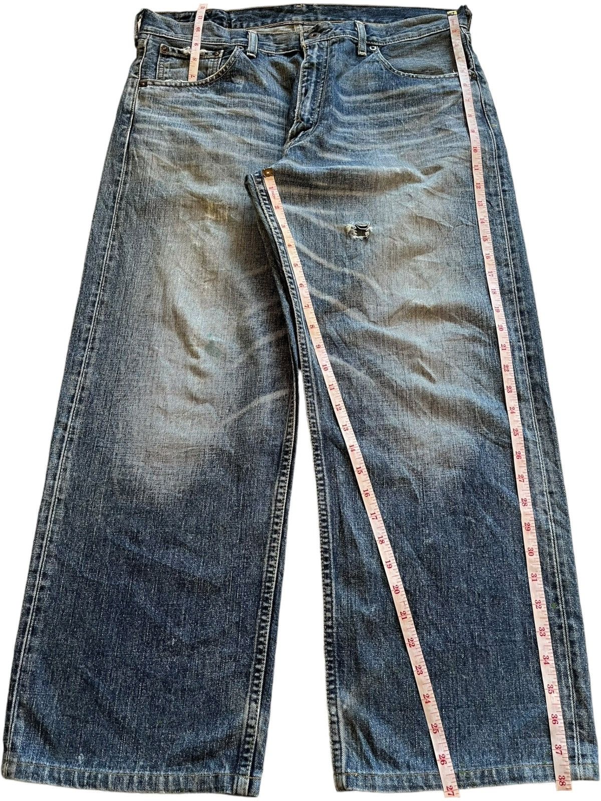 Levi's Vintage 90s Levis 503 Bartacks Blue Wash Ripped Baggy Jeans Size US 36 / EU 52 - 12 Thumbnail