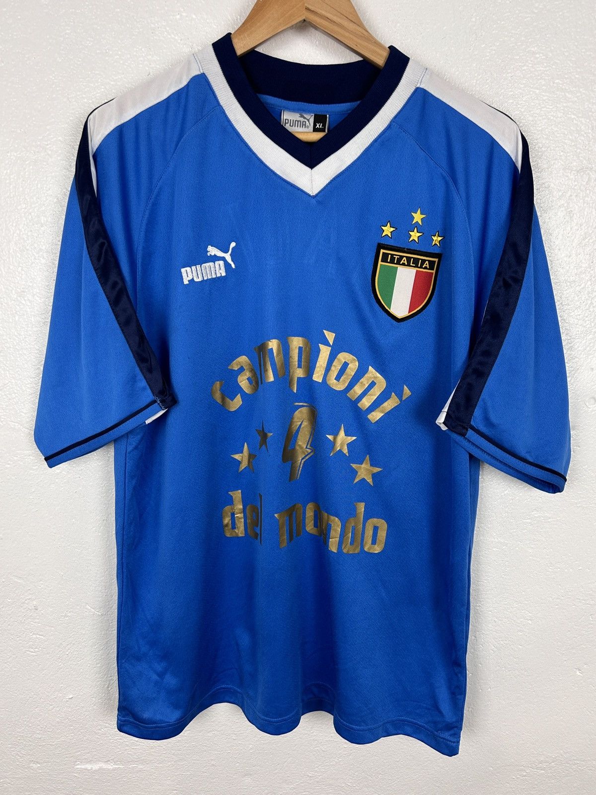 Puma Early 00s Vintage Puma Italy Soccer Training Jersey Blue Size US XL / EU 56 / 4 - 1 Thumbnail