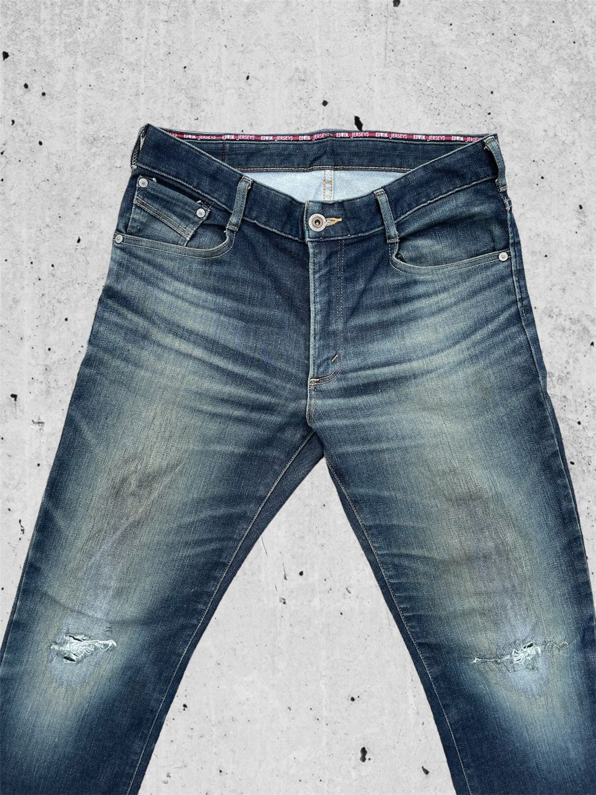 Edwin 🔥 Edwin Jersey Distressed Denim Streetwear W34🔥 Size US 34 / EU 50 - 3 Thumbnail