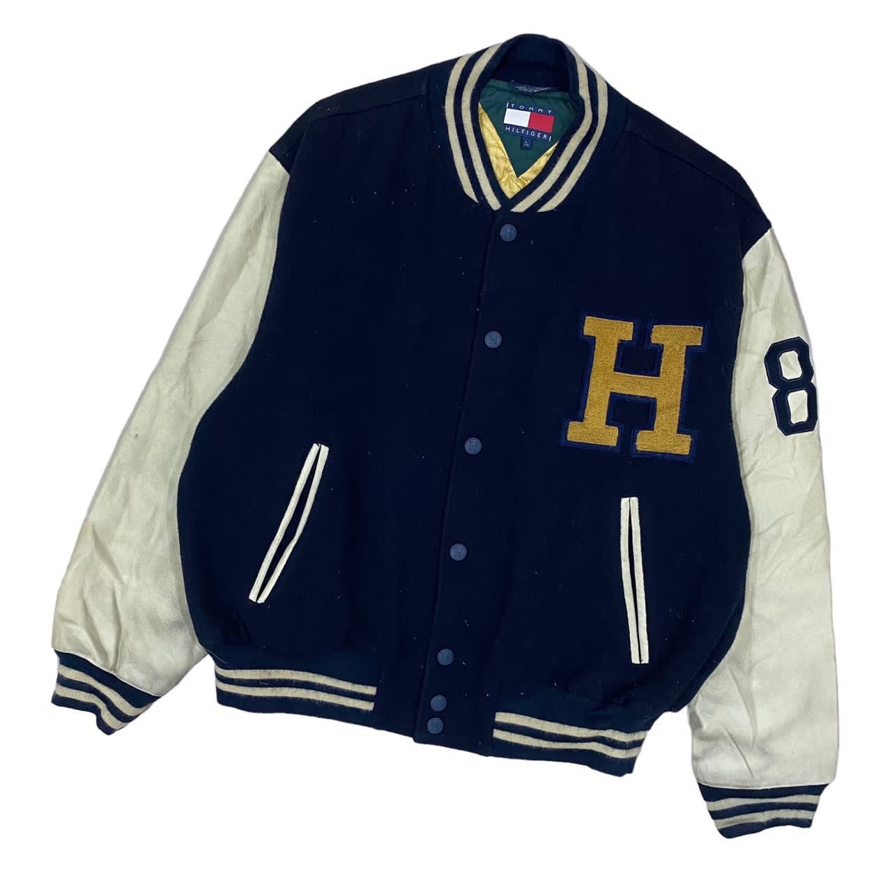 Tommy Hilfiger Vintage Tommy Hilfiger Wool Leather Varsity Jacket Size US L / EU 52-54 / 3 - 3 Thumbnail
