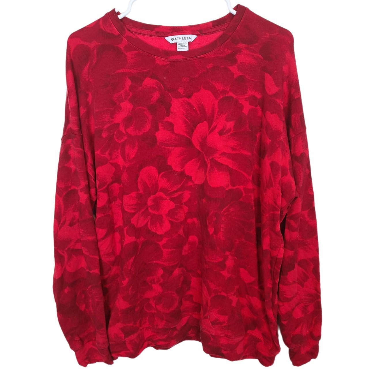 Athleta Athleta Sweatshirt M Red Floral Balance Crewneck Pullover Size M / US 6-8 / IT 42-44 - 1 Thumbnail