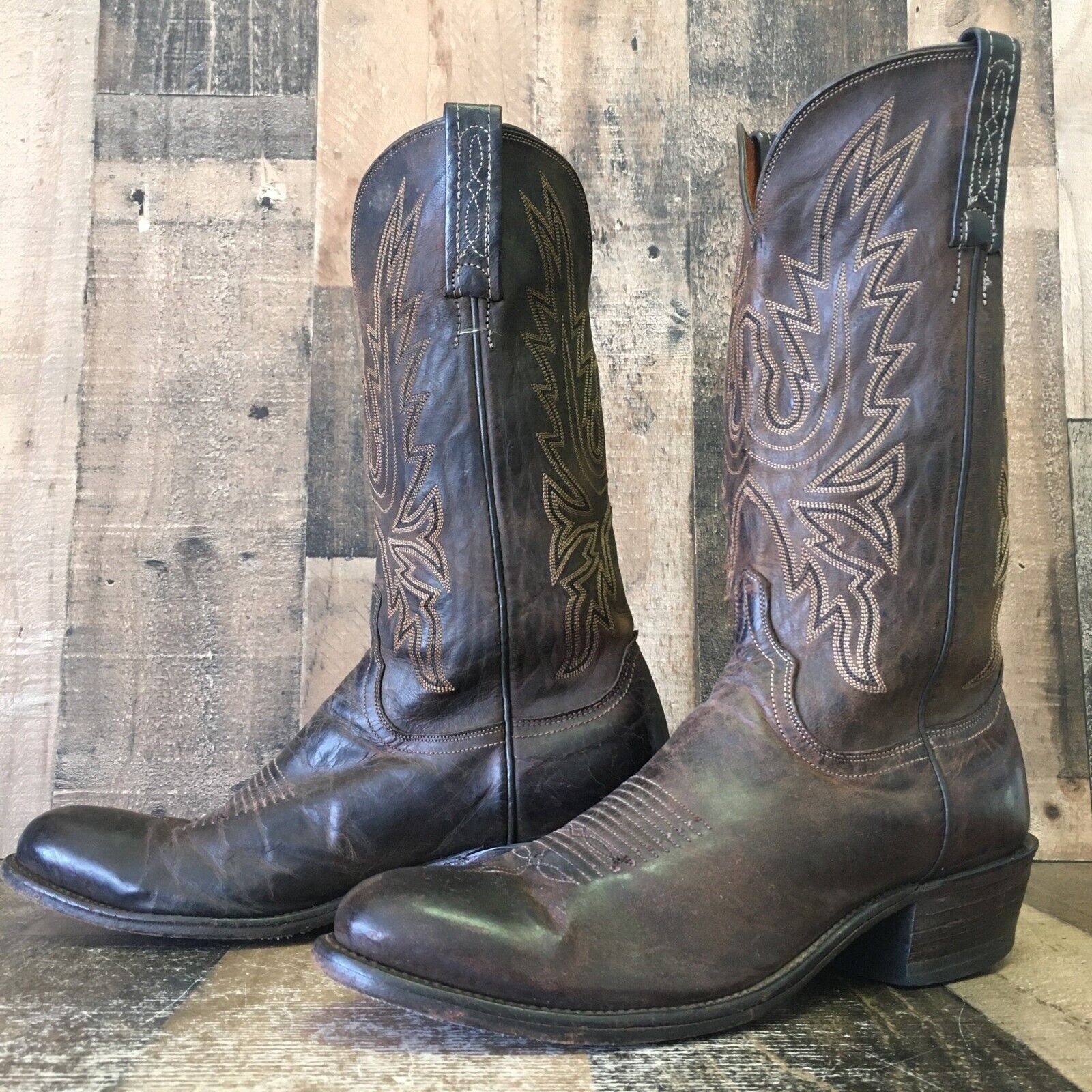 image of Lucchese N1556 R4 Corbin 1883 Mad Dog Cowboy Boots Mens 10.5 in Brown
