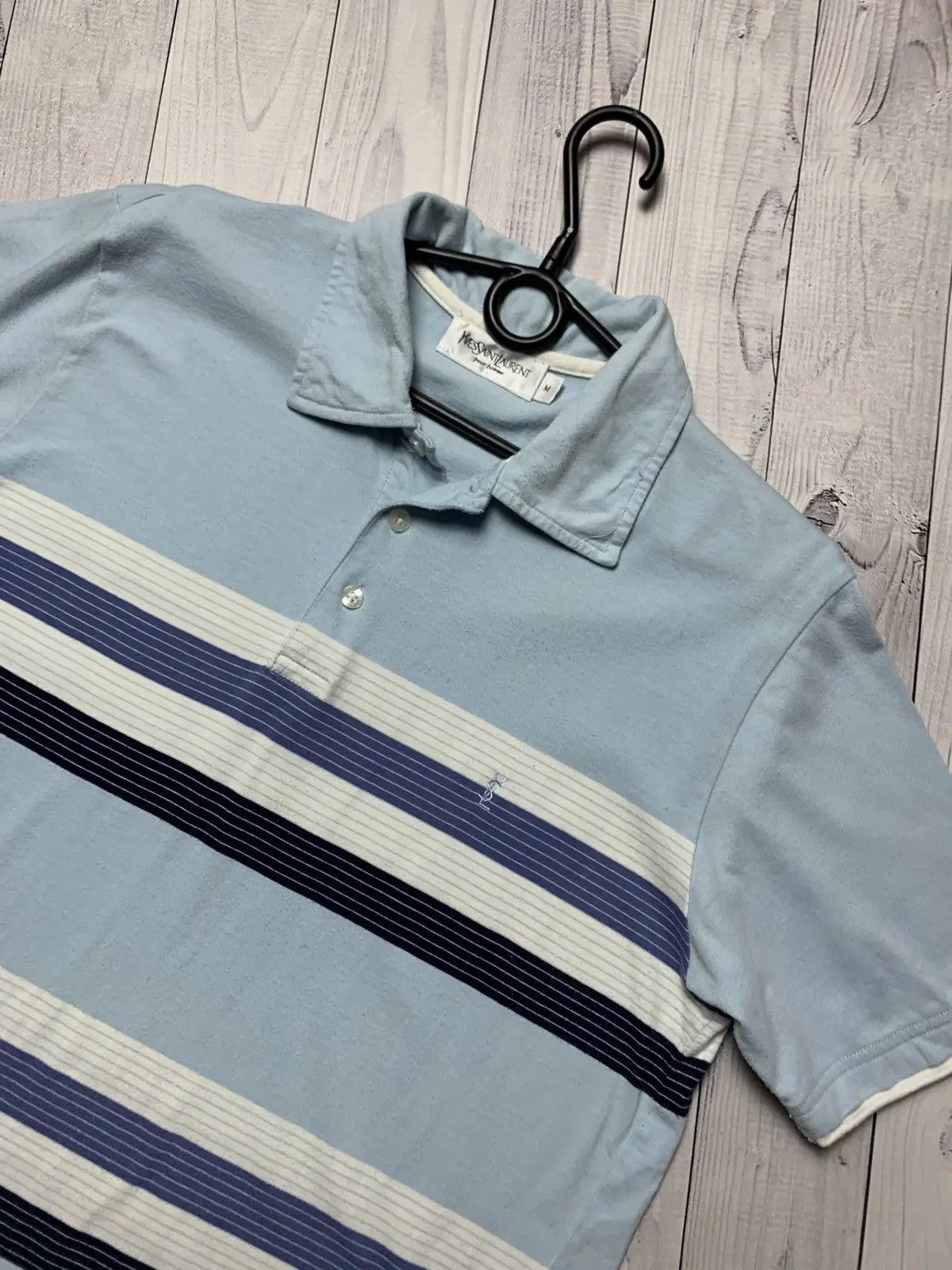 Yves Saint Laurent Vintage Yves Saint Laurent polo striped logo size M Size US M / EU 48-50 / 2 - 2 Thumbnail