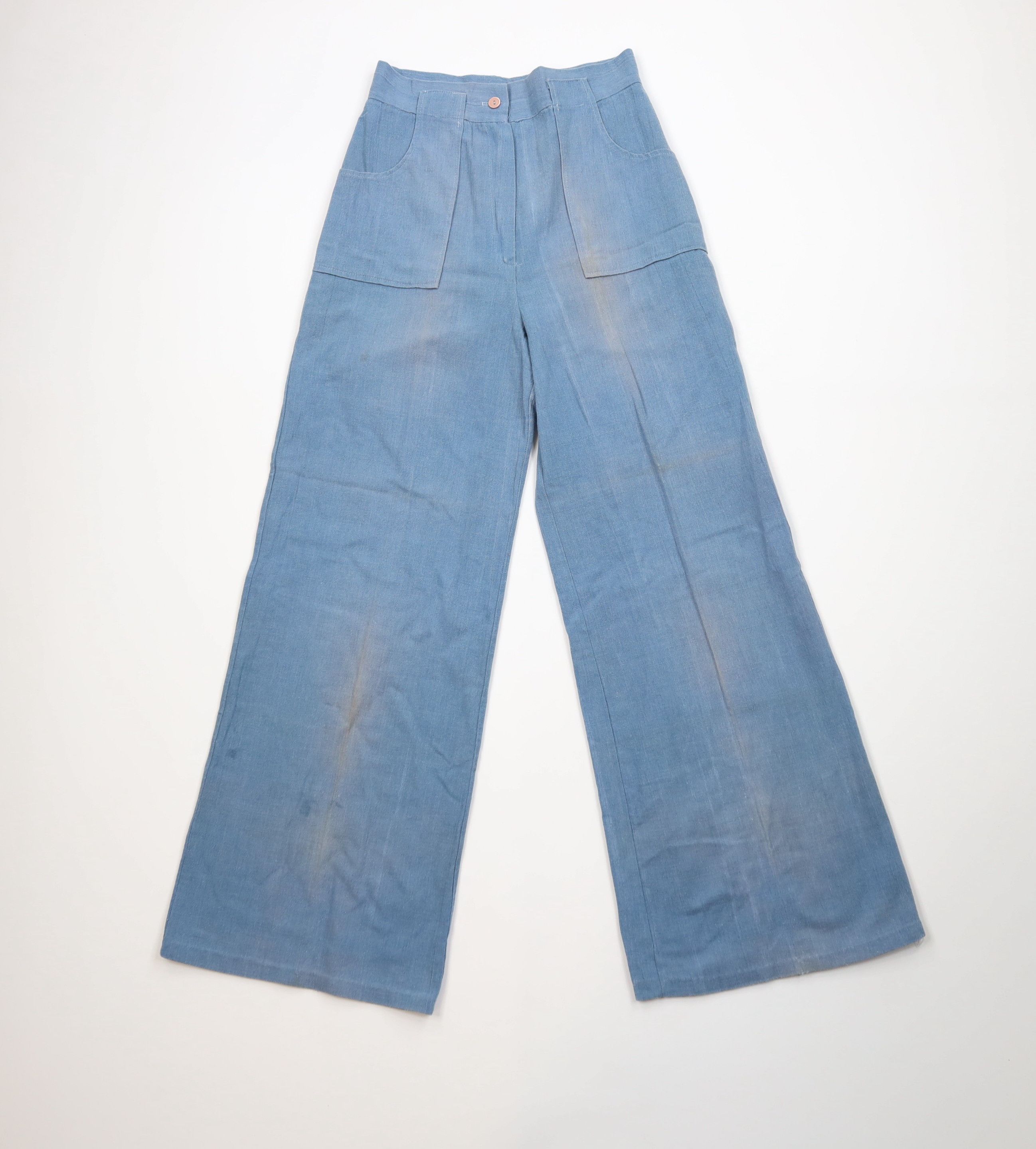 Vintage Vintage 60s 70s Streetwear Bell Bottoms Pants Blue USA Size 27" / US 4 / IT 40 - 1 Thumbnail