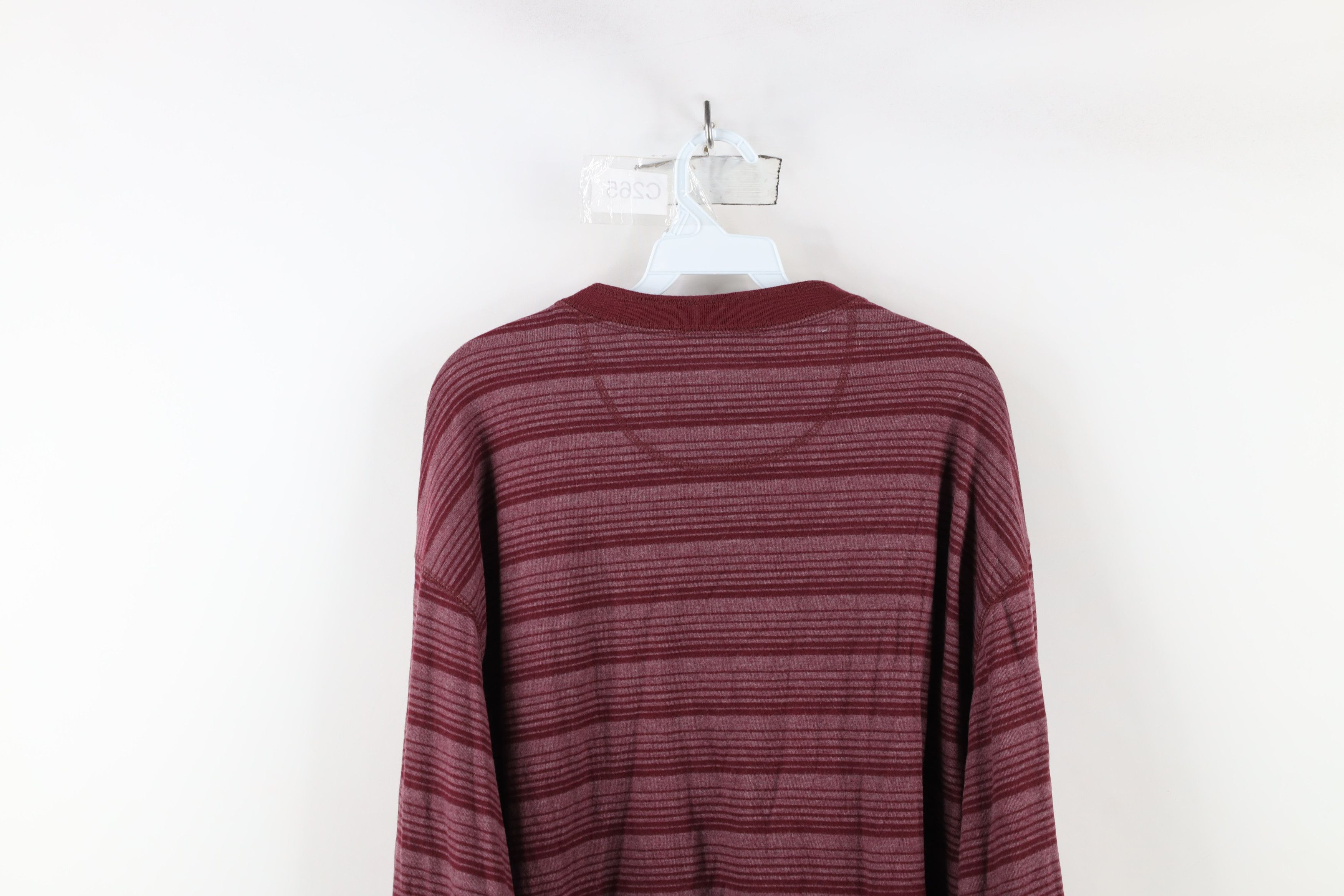Levi's × Vintage Vintage 90s Levis Striped Long Sleeve Henley T-Shirt Red USA Size US XL / EU 56 / 4 - 12 Thumbnail