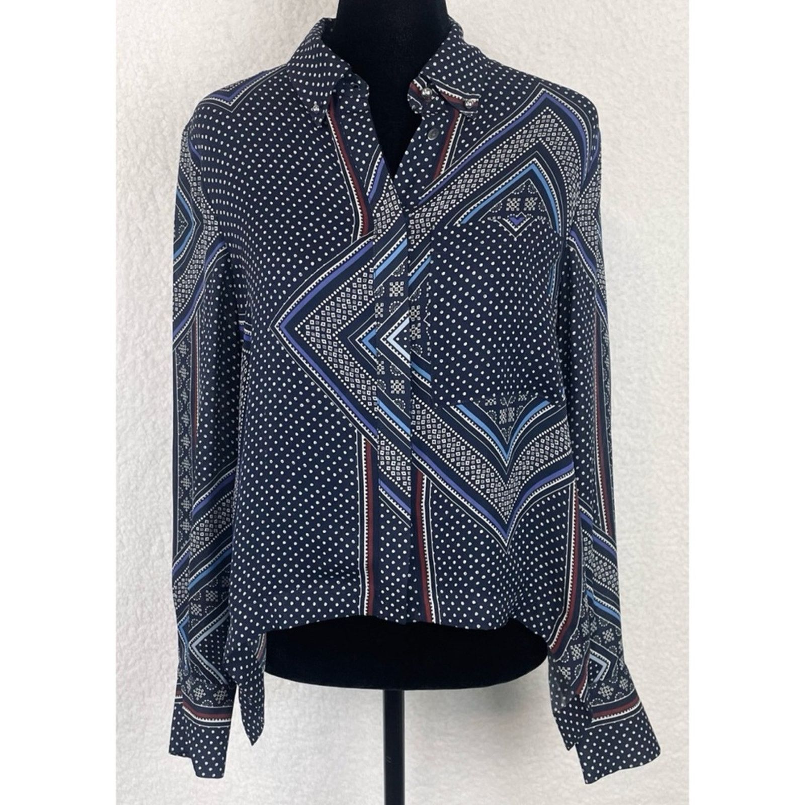 Derek Lam 10 Crosby DEREK LAM • 10 Crosby Bandana 100% Silk Button-Down Shirt Size XS / US 0-2 / IT 36-38 - 6 Thumbnail