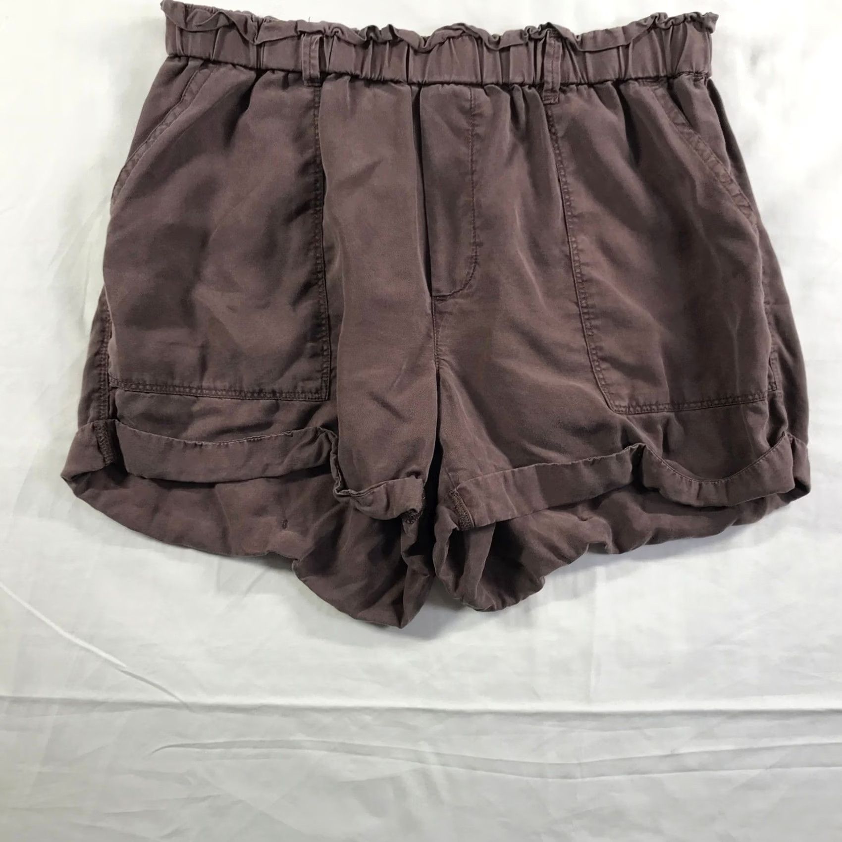 Vintage Aerie Paperbag Waist Shorts Mauve Brown High Rise Pockets Cuffed Relaxed Womens Medium Size 28" / US 6 / IT 42 - 7 Thumbnail