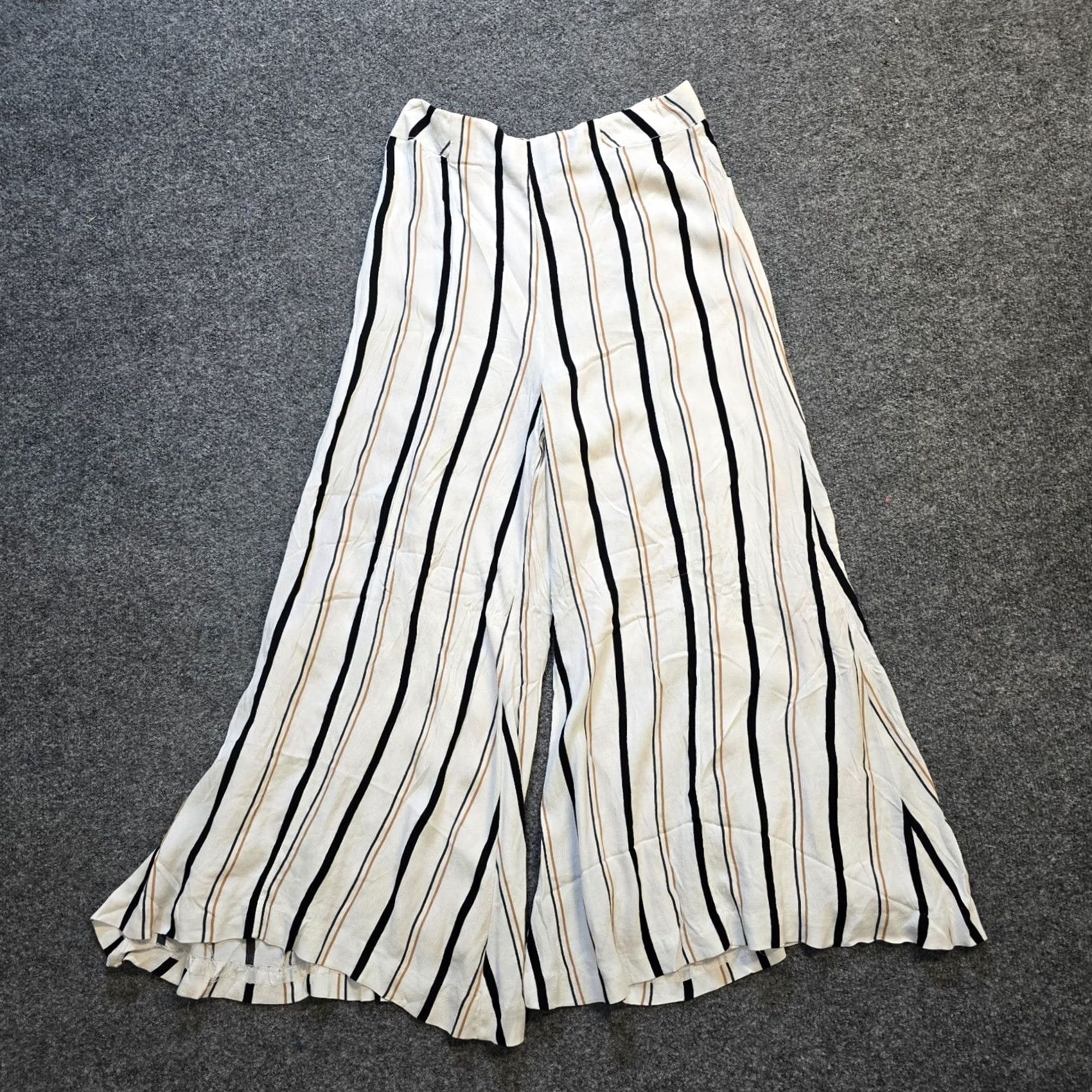 Anthropologie Anthropologie Ett Twa Pants Womens Size 8 White Striped Wide-Leg Capsule Neutral Size 30" / US 8 / IT 44 - 2 Thumbnail