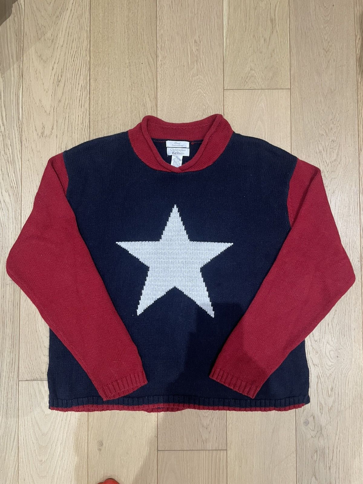 Vintage Christopher & Banks Moc Neck Star Sweater Size XL / US 12-14 / IT 48-50 - 1 Thumbnail