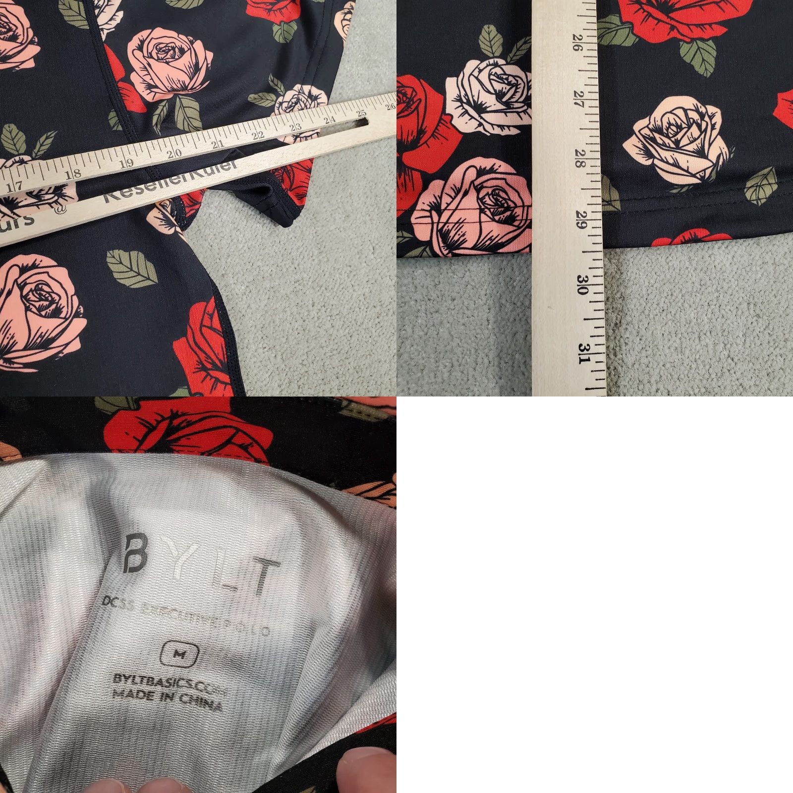 Vintage BYLT DCSS Executive Polo Shirt Mens M Black Floral Roses Performance Logo Shirt Size US M / EU 48-50 / 2 - 8 Thumbnail