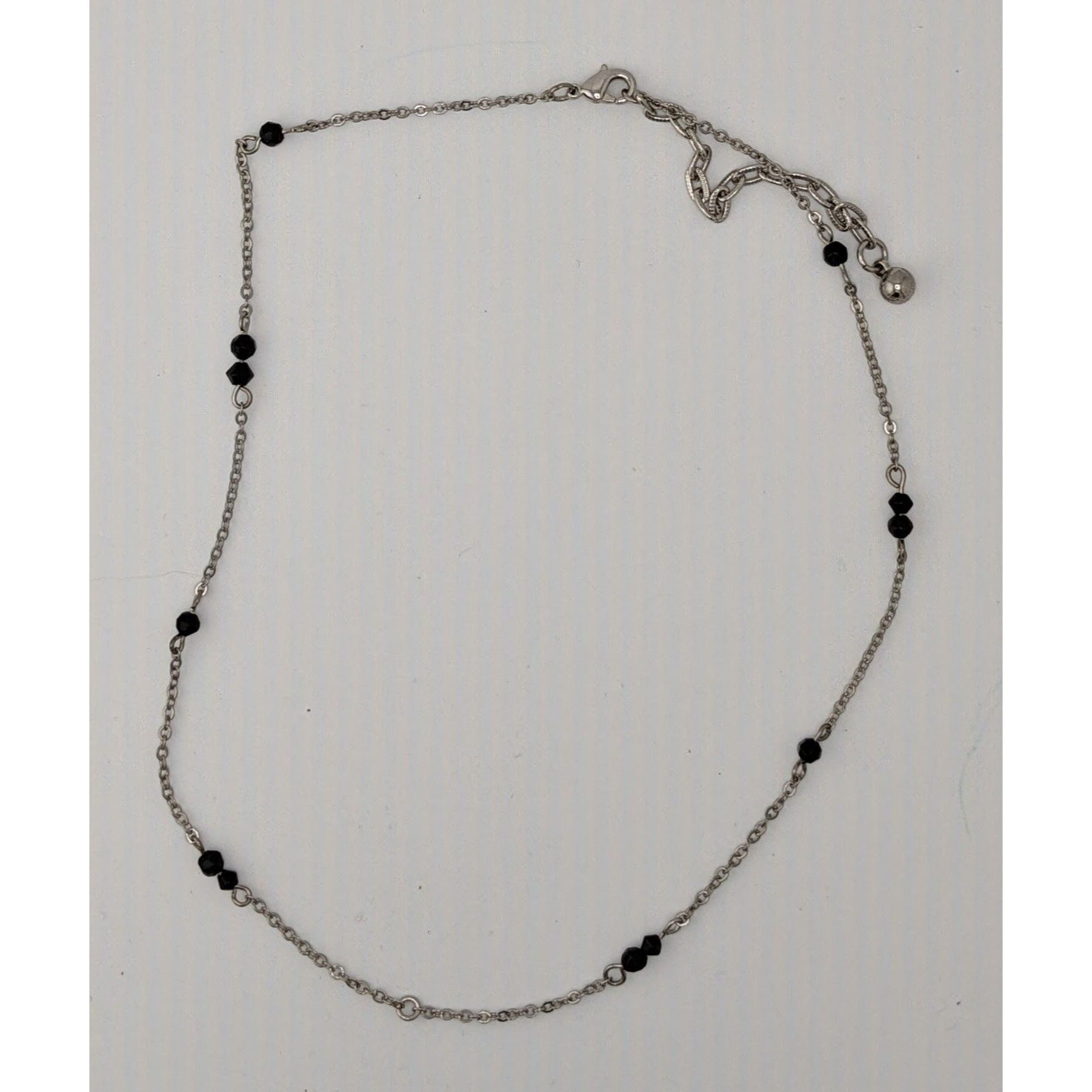 Other Dainty Silver Tone Necklace With Black Beads Pendant Compati Size ONE SIZE - 4 Thumbnail