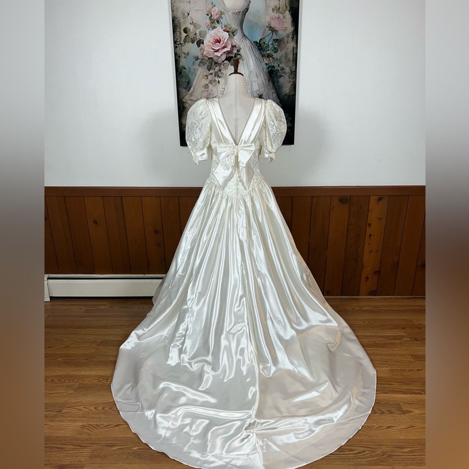 Other Vintage 1980s Alfred Angelo Heavy Satin Wedding Gown! Size XL / US 12-14 / IT 48-50 - 4 Thumbnail