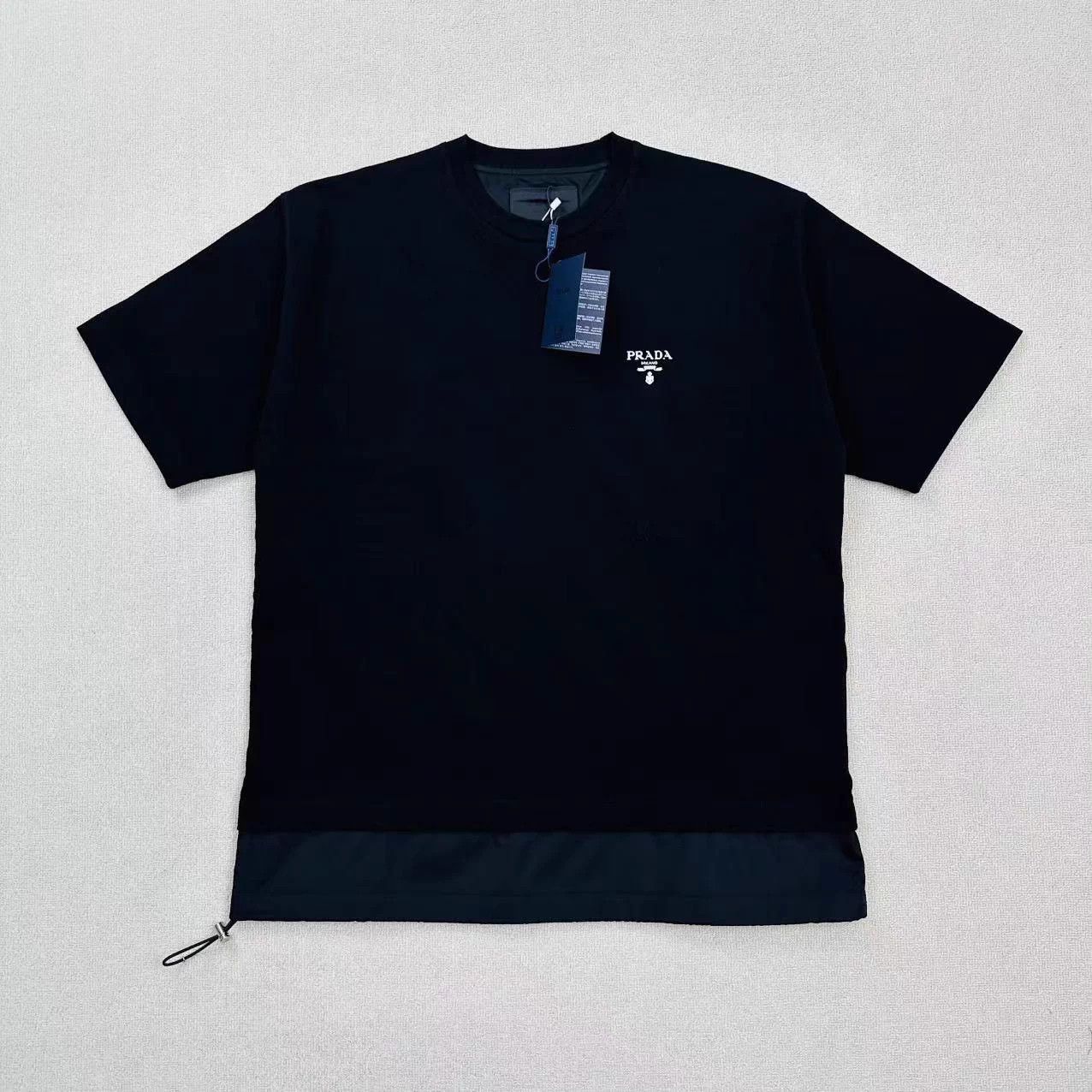 Prada printed logo nylon paneled short-sleeve M