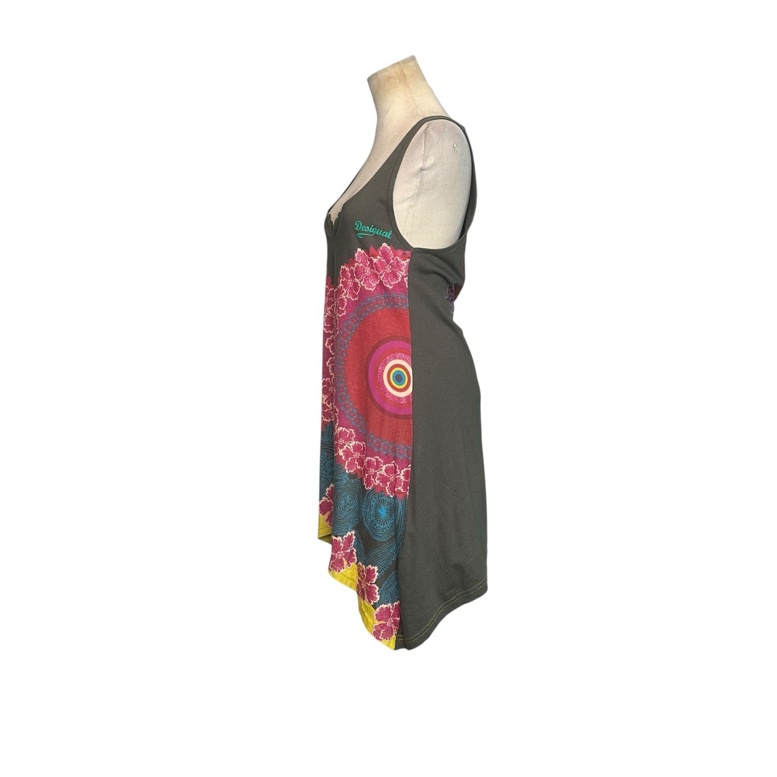 Desigual Desigual Green and Pink Asymmetrical Tunic Dress size Medium Size M / US 6-8 / IT 42-44 - 5 Thumbnail