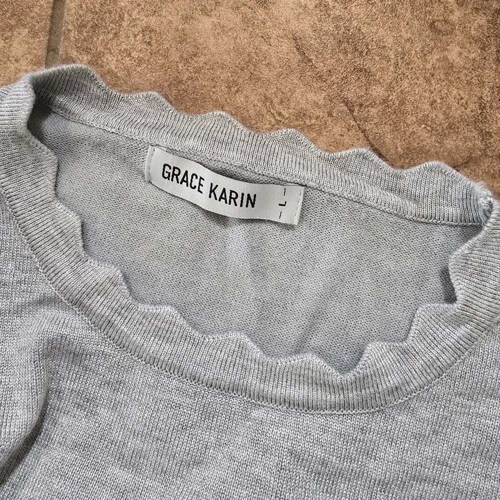 Designer Light Grey Heart GK Sweater Long Sleeve Size L / US 10 / IT 46 - 3 Thumbnail