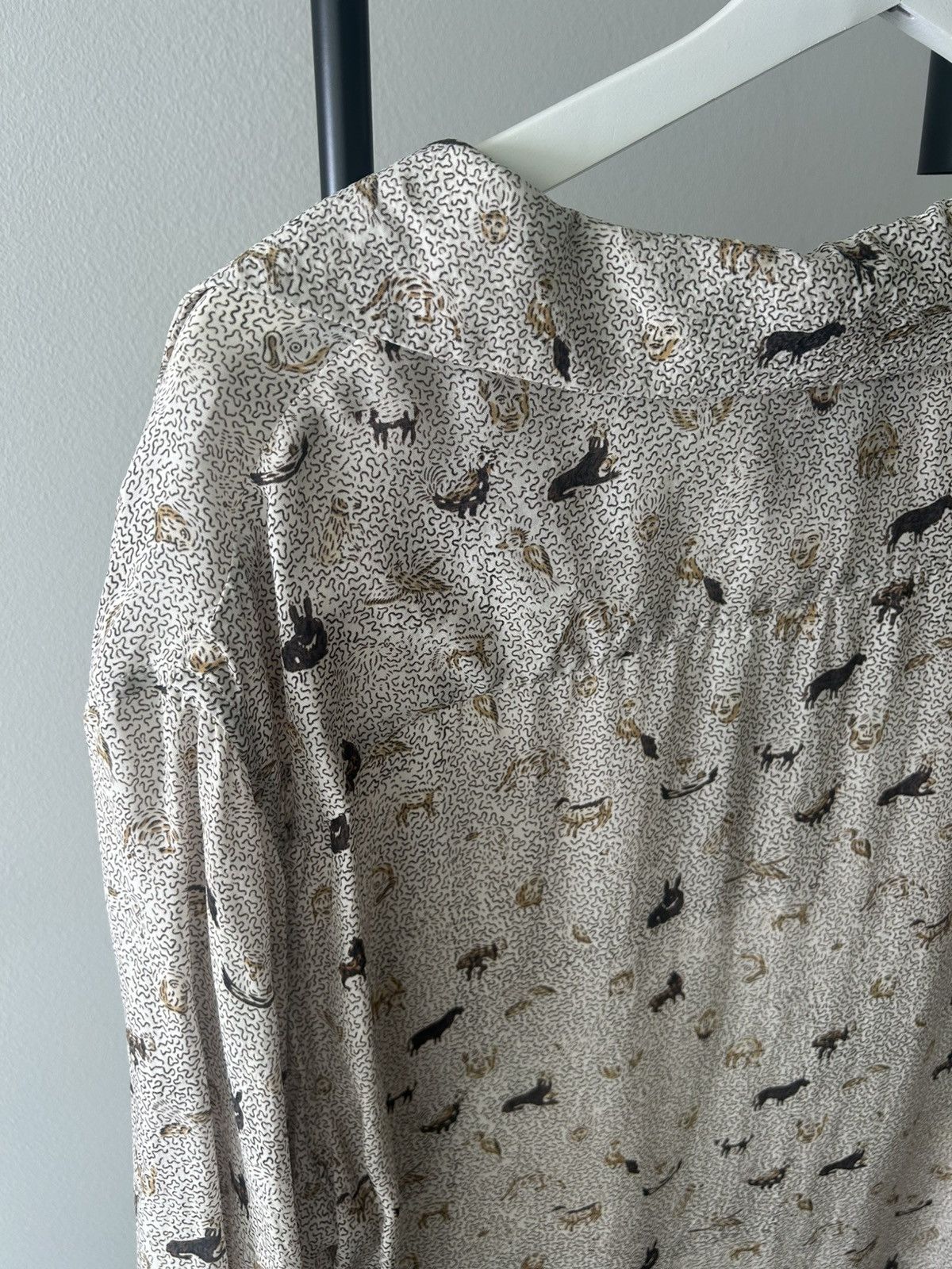 Nanushka Nanushka Animal Print Short Sleeve Shirt – 100% Cupro –Large Size US L / EU 52-54 / 3 - 3 Thumbnail
