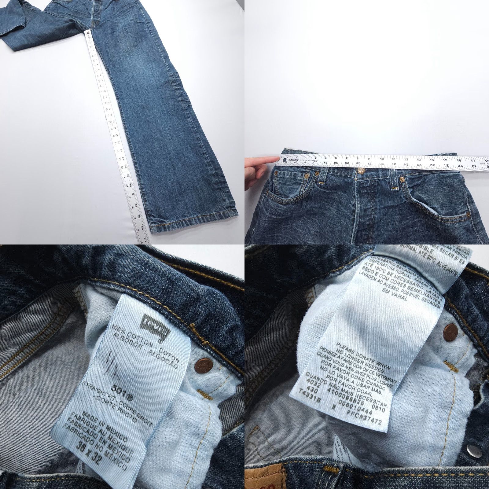 Levi's Levi's 501 Jeans 32 Regular Dark Wash Button Fly 5-Pocket Denim Blue Mens Vintage: No, 501 Model, Y2K Theme Size US 32 / EU 48 - 8 Thumbnail
