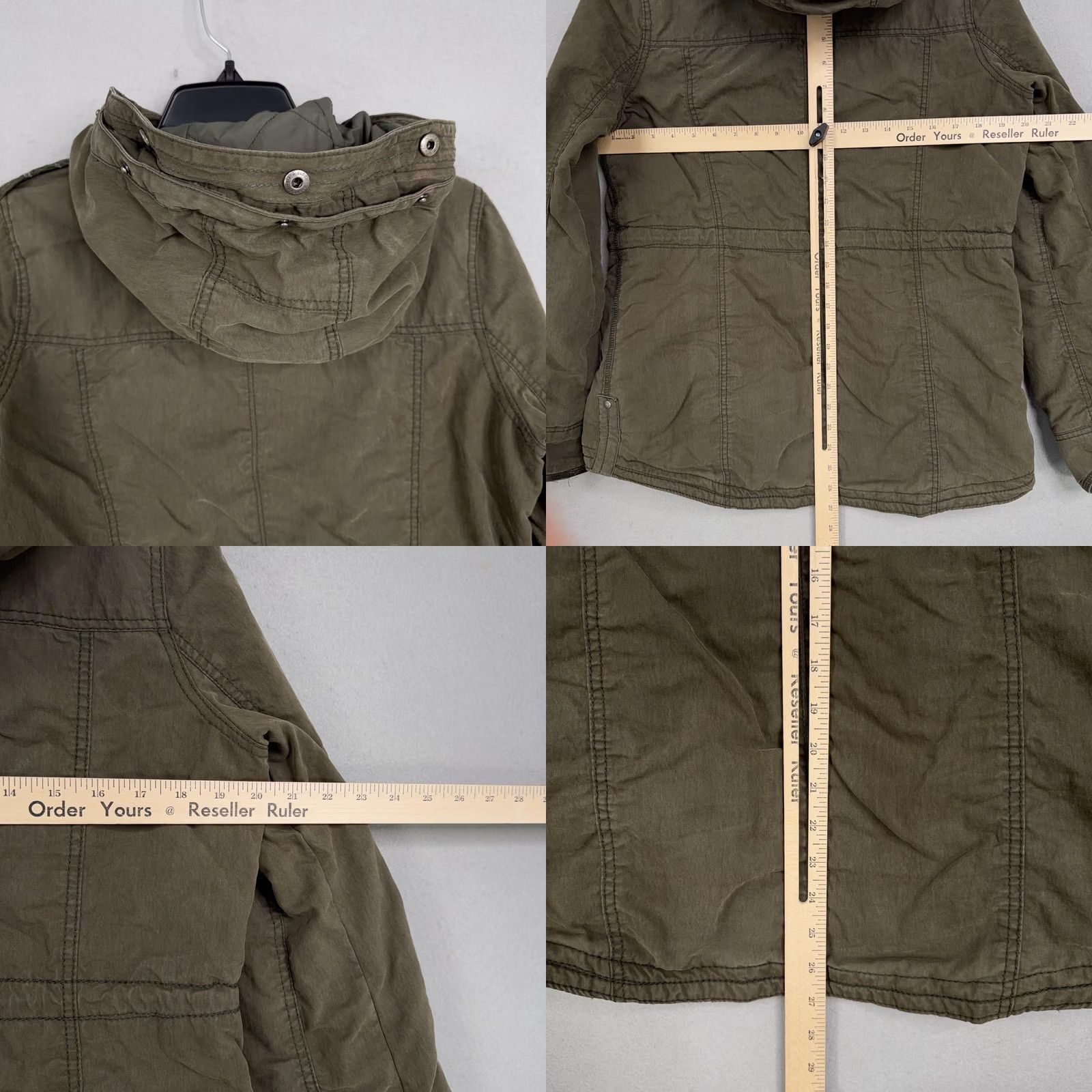 Abercrombie & Fitch Abercrombie & Fitch Jacket Womens Large Green Hooded Canvas Quilted Lined Parka Size L / US 10 / IT 46 - 8 Thumbnail