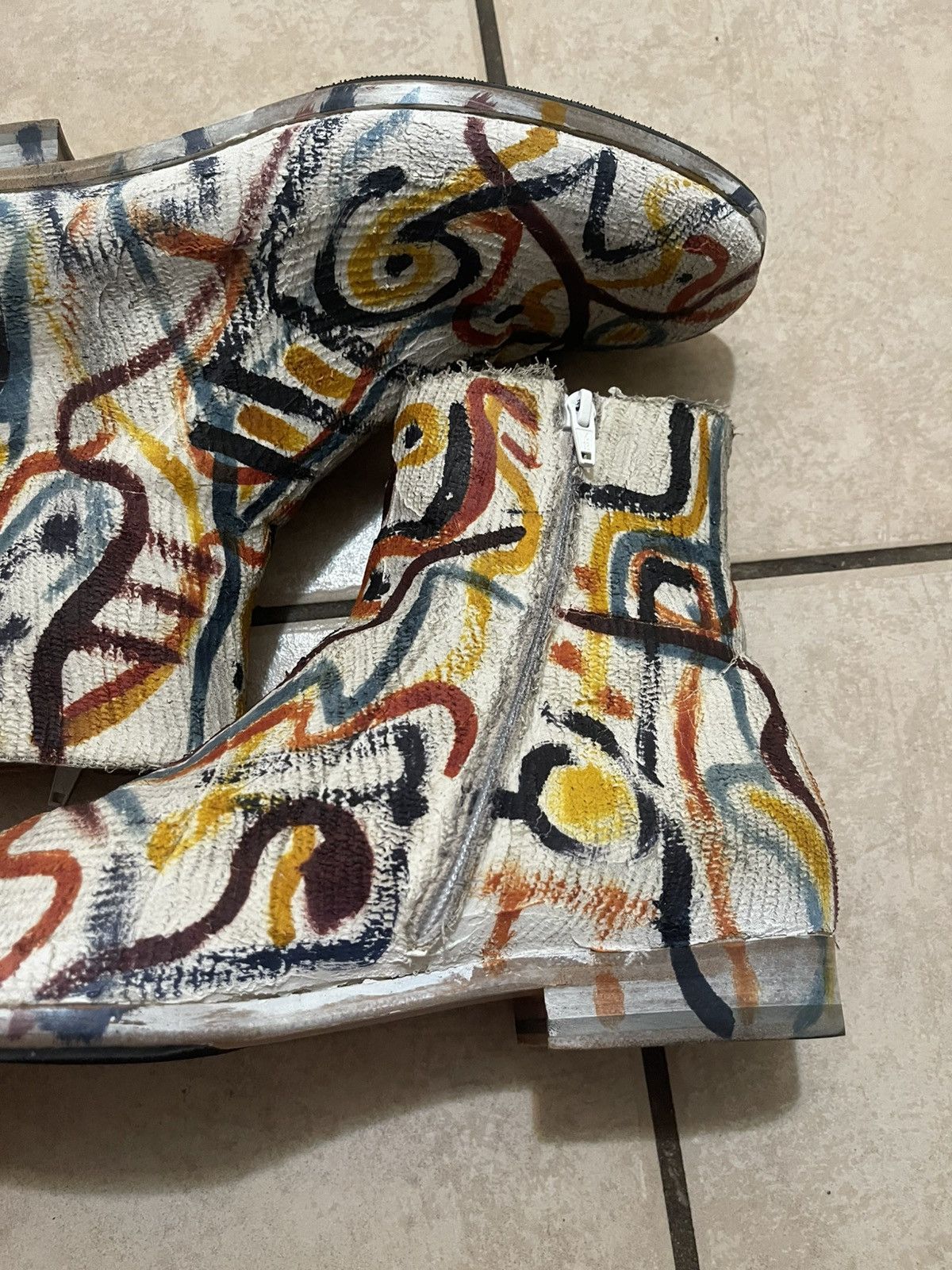 Maison Margiela Maison Margiela A/W 2015 Painted Artisanal Zip Boots Size 43 Size US 10.5 / EU 43-44 - 4 Thumbnail