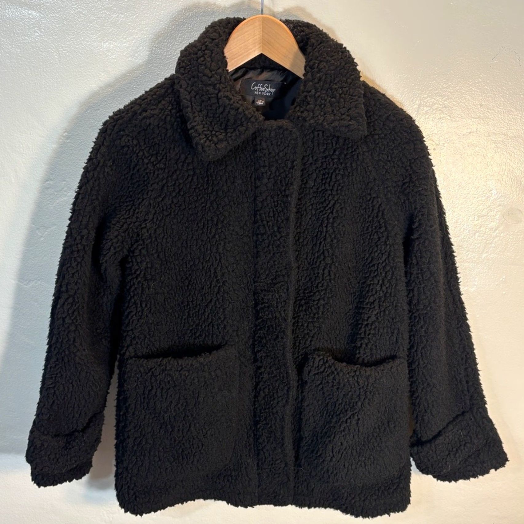 Vintage CoffeeShop New York Jacket Women XS Black Teddy Coat Faux Fur Size XS / US 0-2 / IT 36-38 - 6 Thumbnail