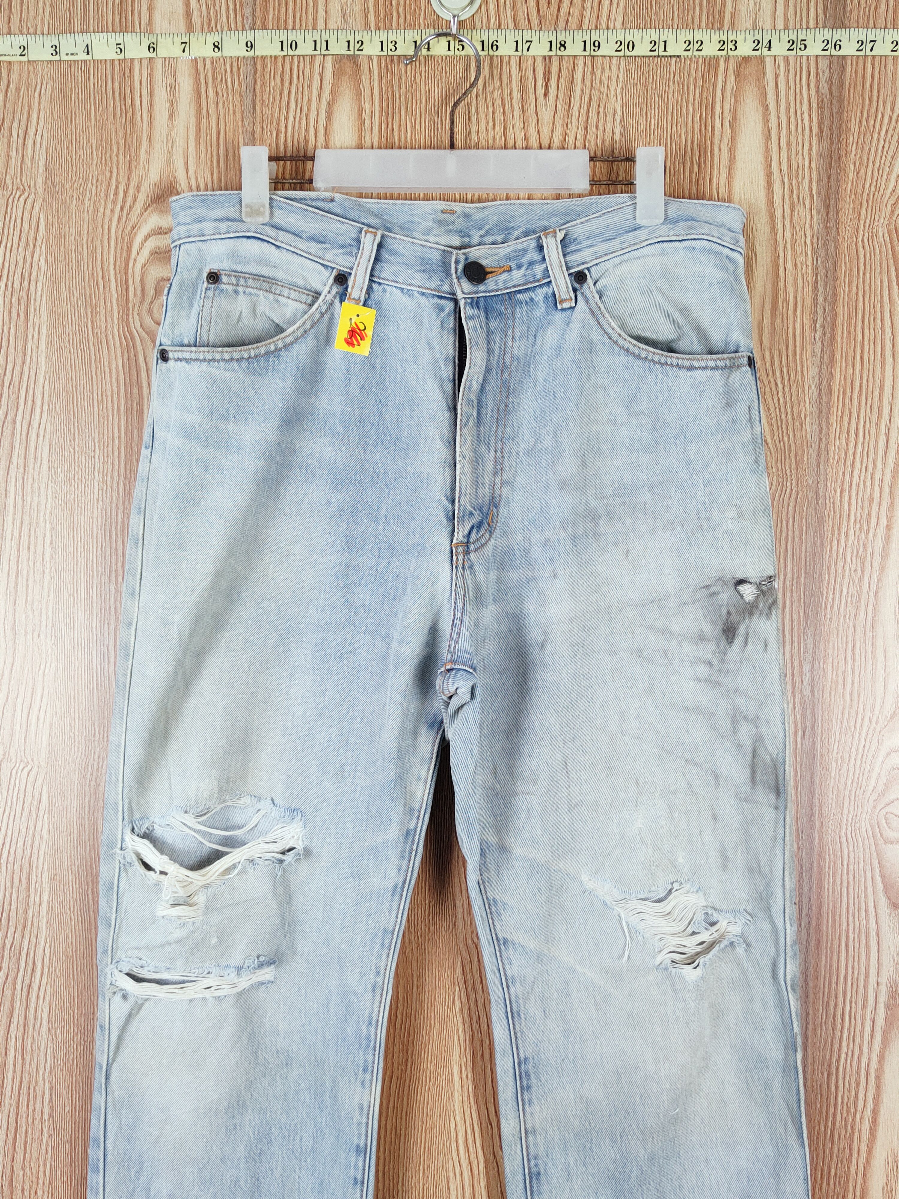 Japanese Brand Maverick Light Blue Distressed Ripped Jeans #W219 Size US 34 / EU 50 - 2 Thumbnail