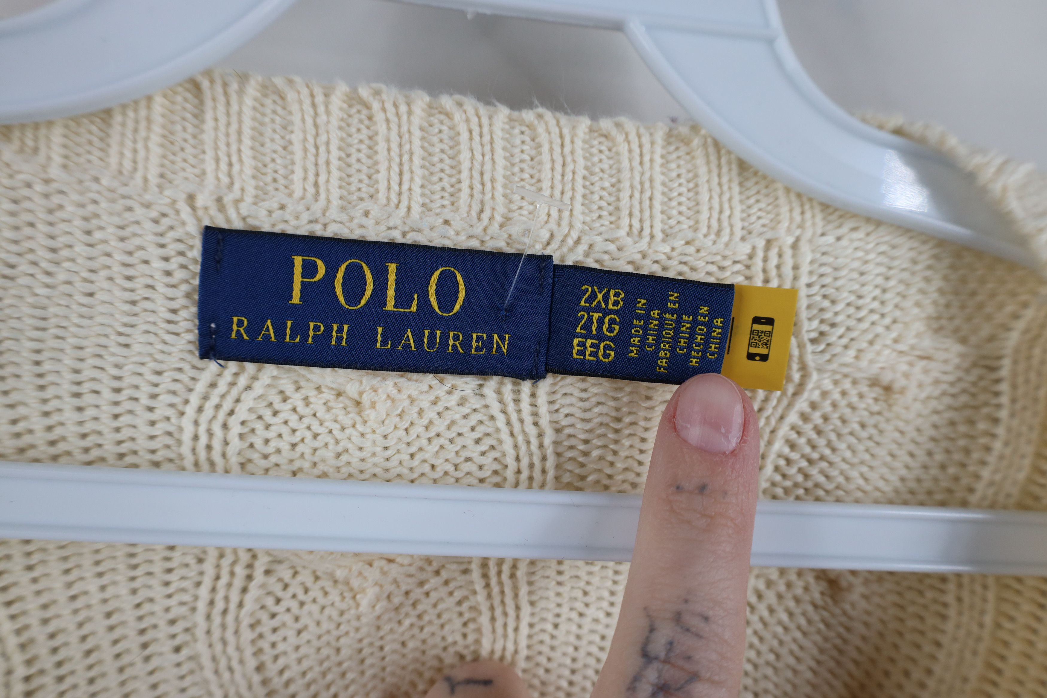 Ralph Lauren Vintage Ralph Lauren Cable Knit Crewneck Sweater Cream Size US XXL / EU 58 / 5 - 5 Thumbnail