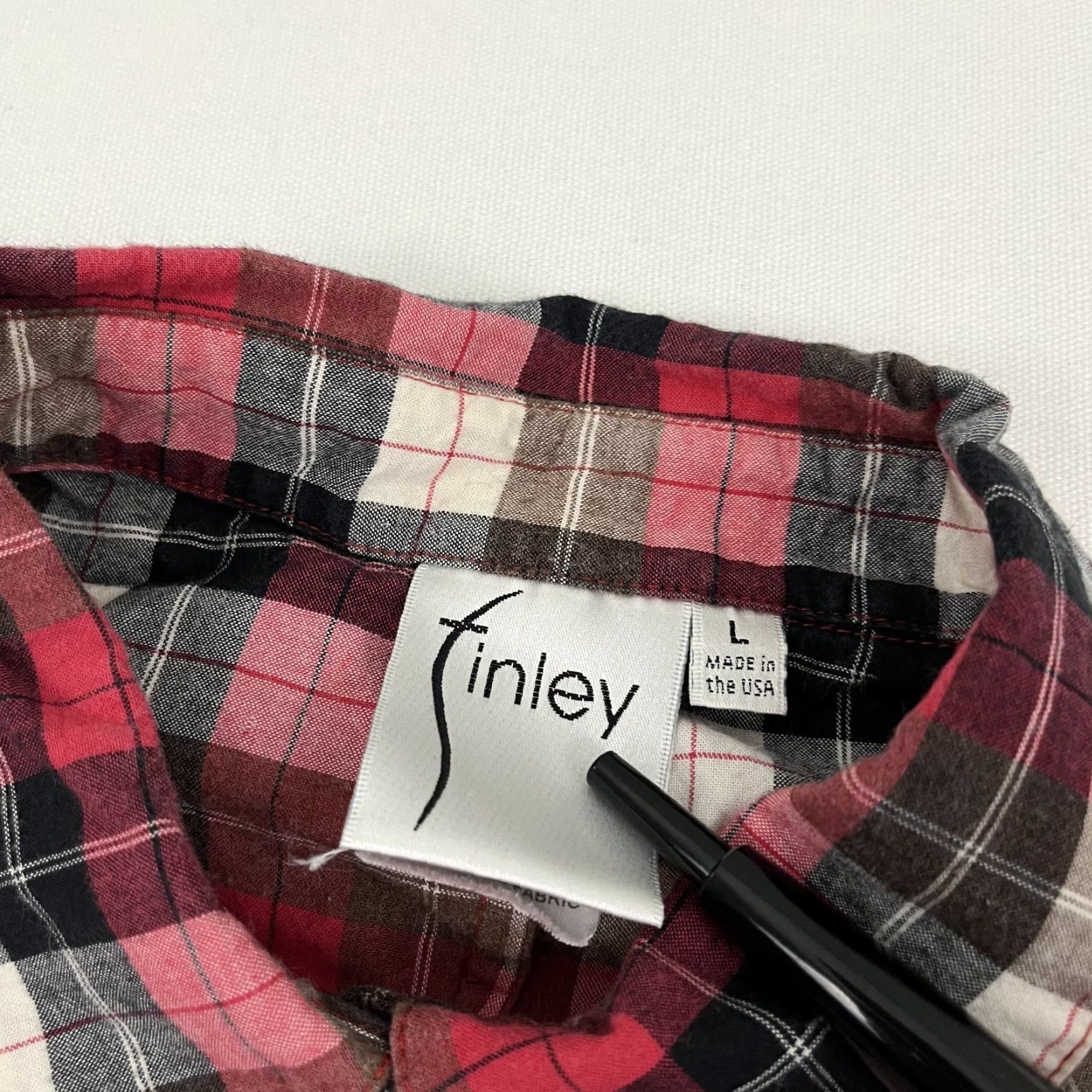 VINTAGE? No — Finley Button Up Shirt Womens Large Lucinda Trench Plaid Flannel Blouse