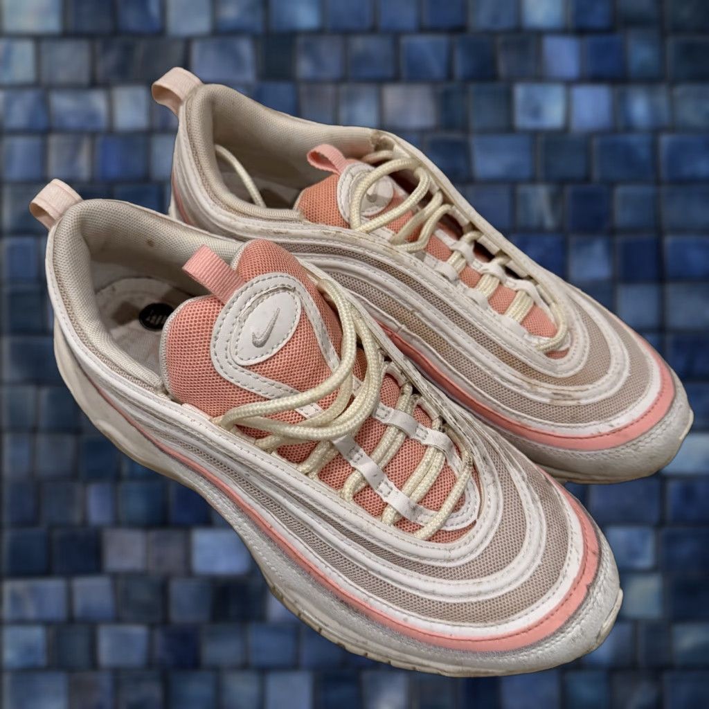 Nike VINTAGE Nike Air Max 97 Sneaker Women 8 Pink White Bleached Coral 2019 Nike Air Max 97 Womens Shoes Size US 6 / IT 36 - 1 Thumbnail