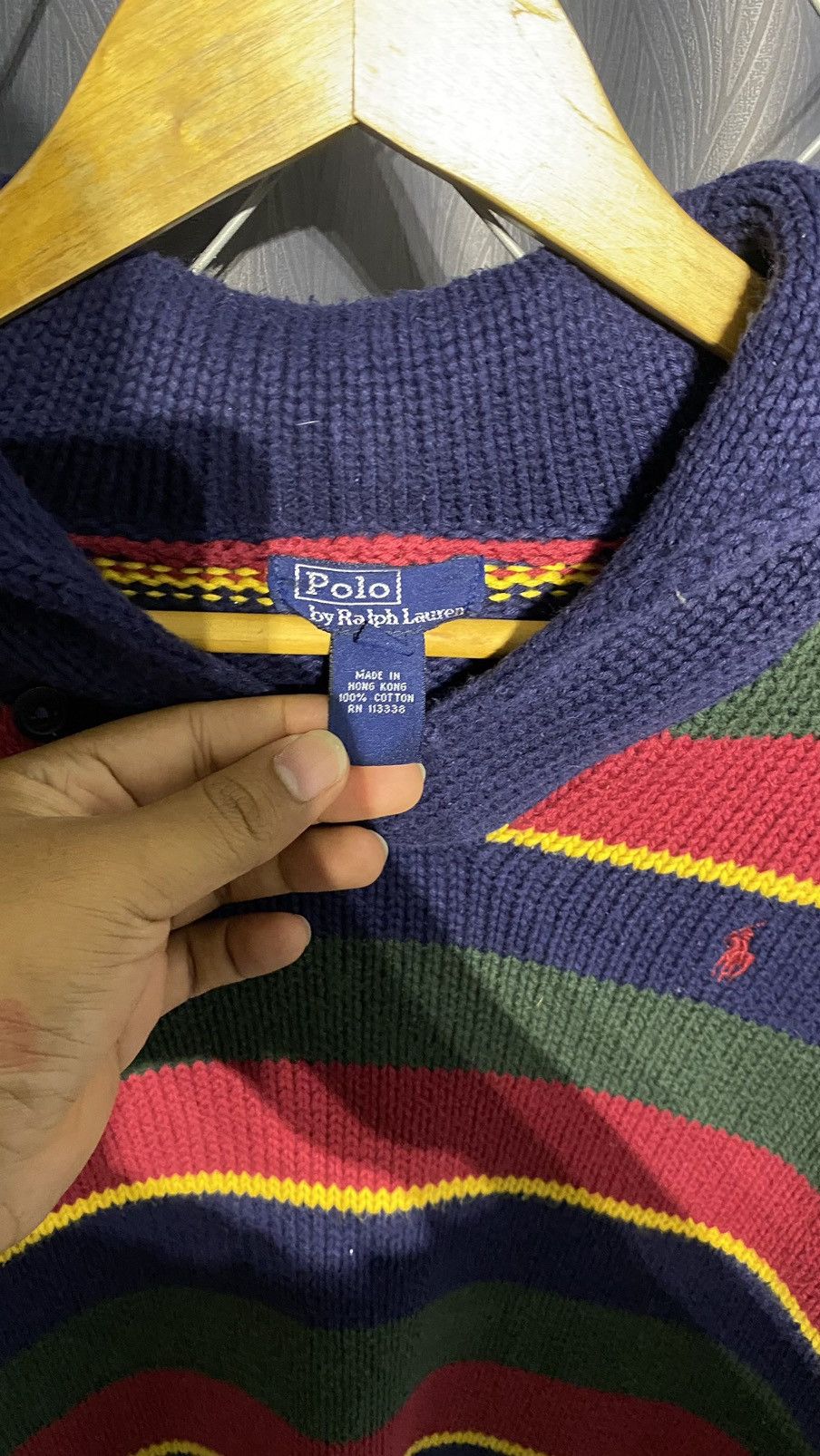 Polo Ralph Lauren POLO RALPH LAUREN HALF BUTTON KNITWEAR STRIPED MULTICOLOUR Size US L / EU 52-54 / 3 - 7 Thumbnail