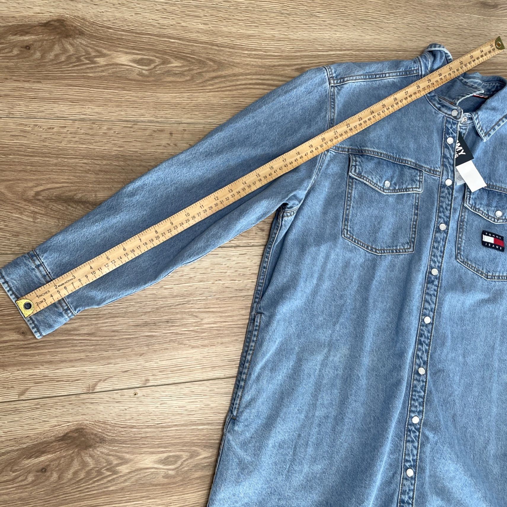 Tommy Hilfiger TOMMY HILFIGER Long Sleeve Denim Dress with Sport Logo - Women's Casual Size L - Blue Denim Size L / US 10 / IT 46 - 5 Thumbnail