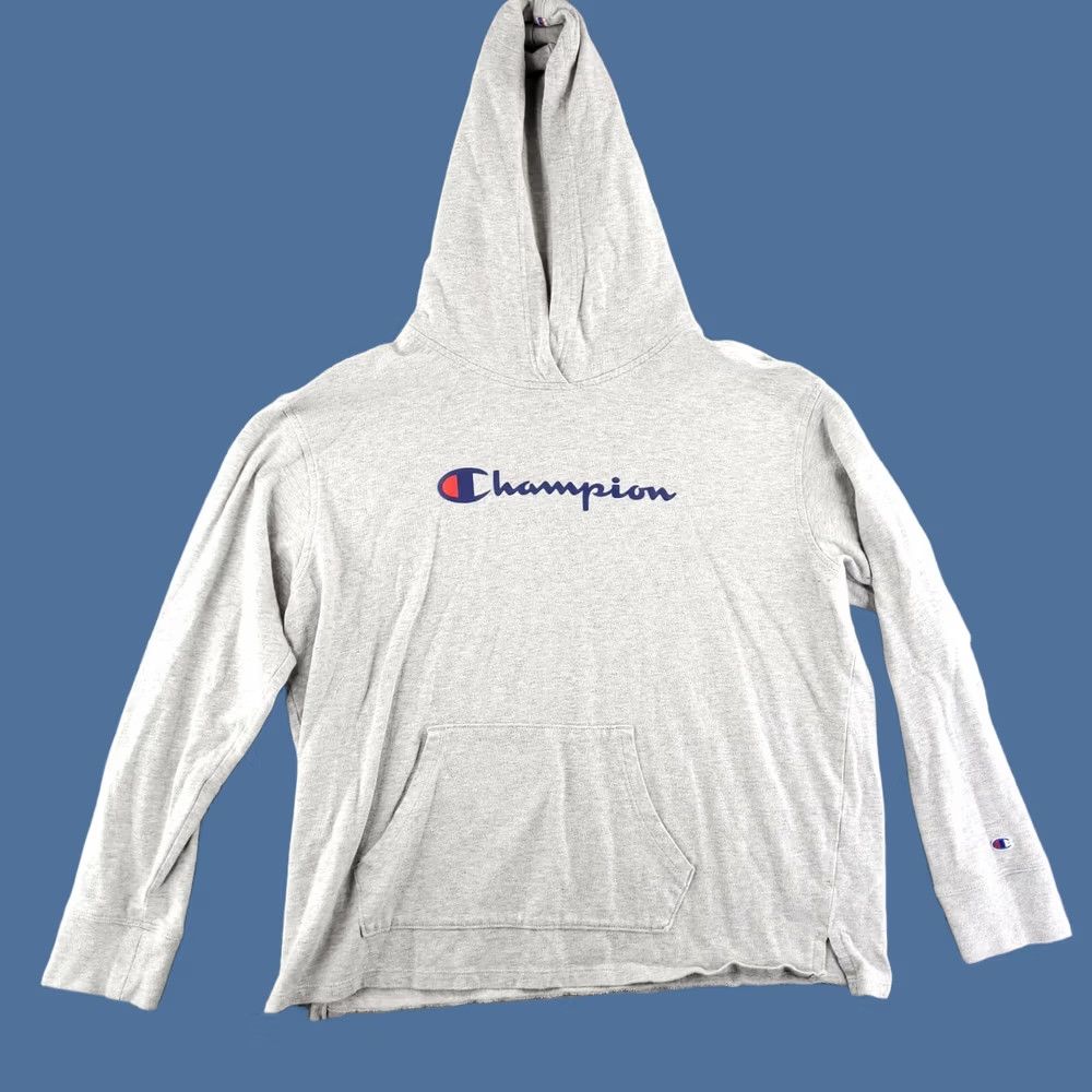 Champion Champion Hoodie Womens Large Gray Sweatshirt Spellout Logo Relaxed Fit Size L / US 10 / IT 46 - 1 Thumbnail