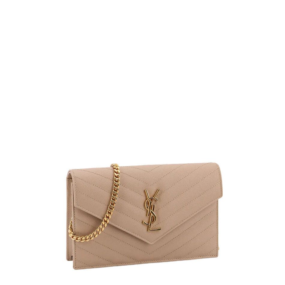 Saint Laurent Paris Saint Laurent Cassandre Envelope Beige Leather Chain Wallet Size ONE SIZE - 3 Thumbnail